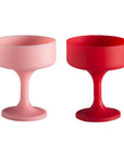 cherry + blush | mecc | unbreakable silicone cocktail coupes | porter green, coupe cocktail glass, coupe glass, coloured cocktail glasses, unbreakable cocktail glasses, cocktail glasses australia