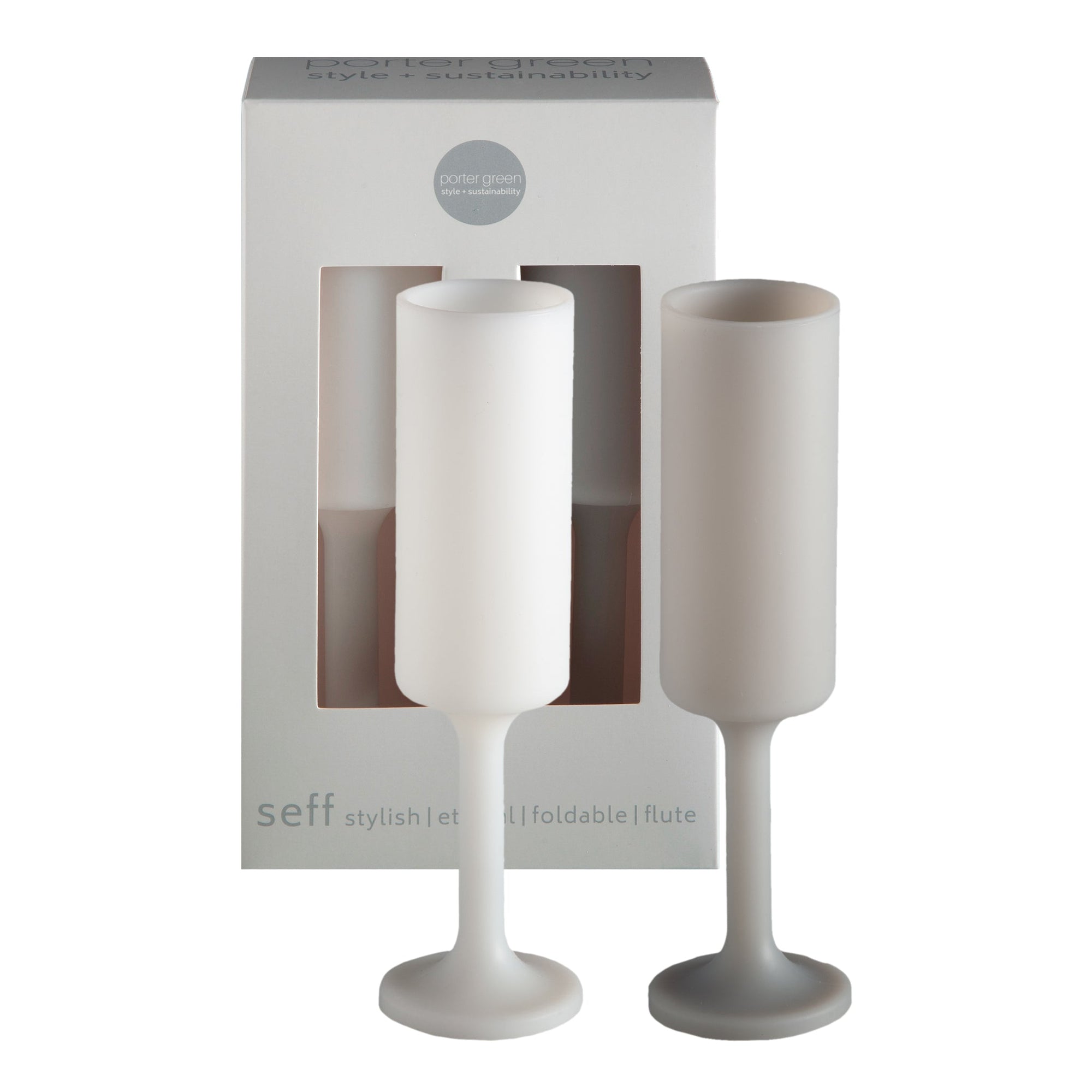 blanc + dove | seff | silicone unbreakable champagne flute - porter green | style + sustainability