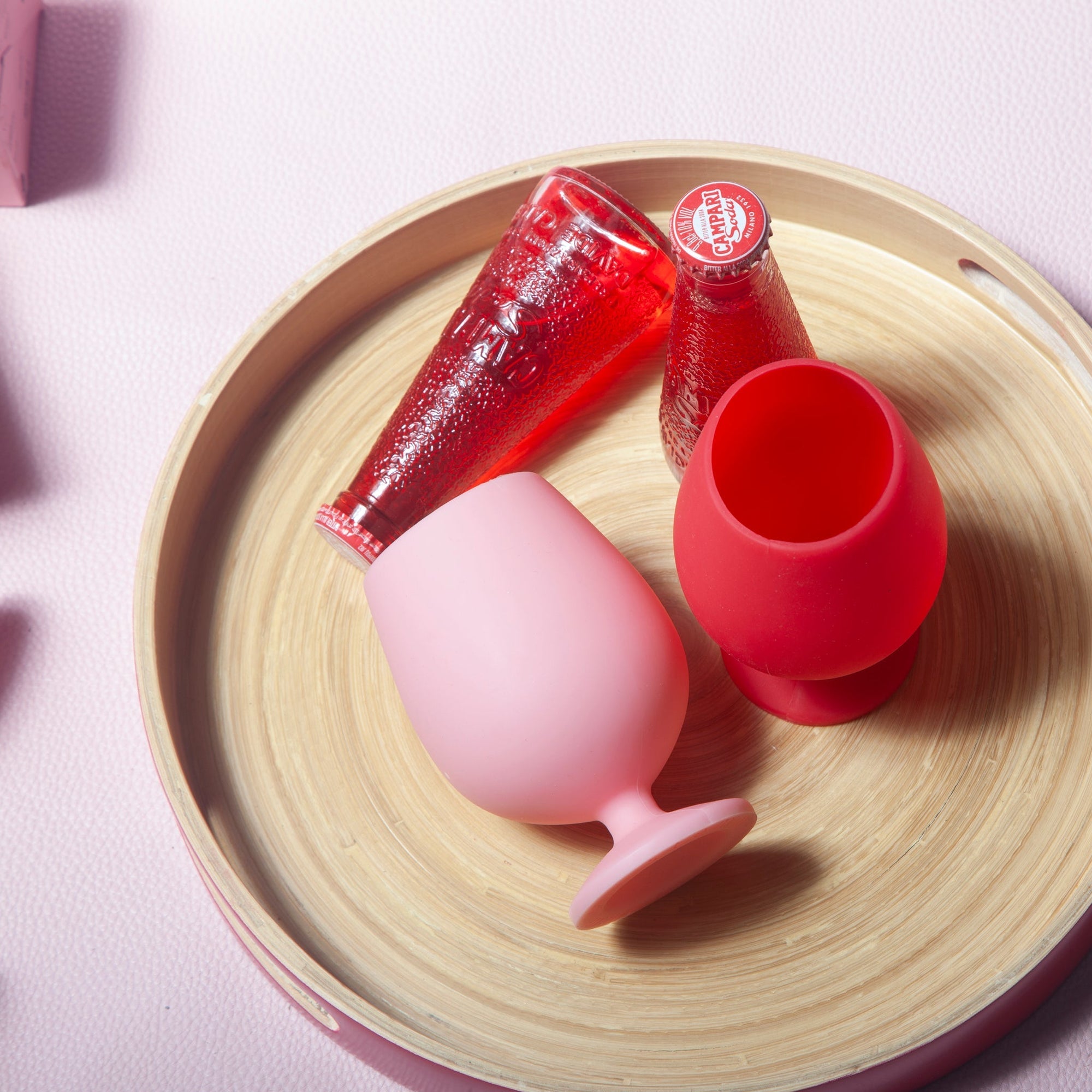 cherry + blush | stemm | silicone unbreakable wine glasses - porter green | style + sustainability