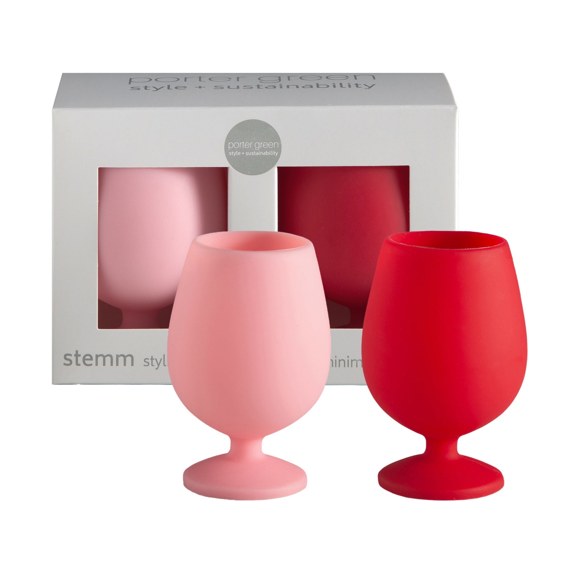 cherry + blush | stemm | silicone unbreakable wine glasses - porter green | style + sustainability