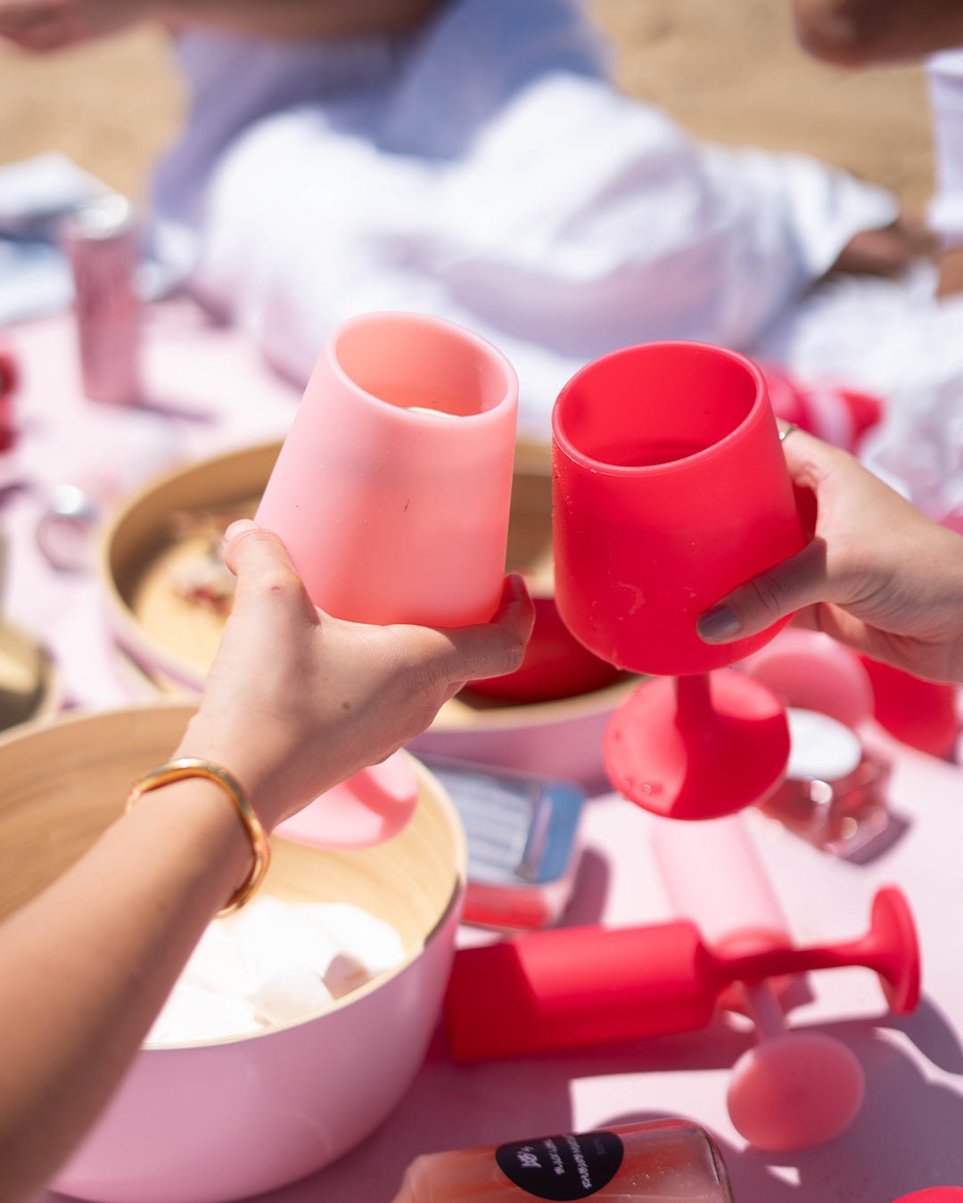 cherry + blush | swepp | silicone unbreakable wine glasses - porter green | style + sustainability