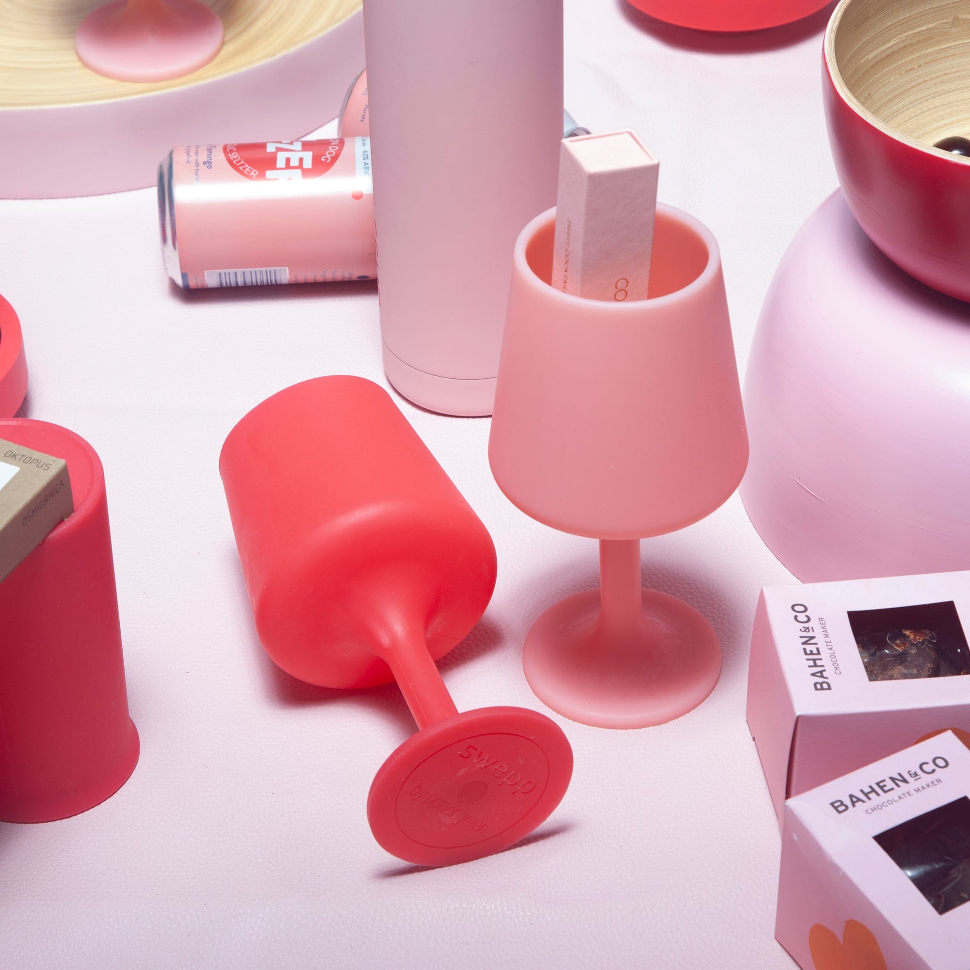 cherry + blush | swepp | silicone unbreakable wine glasses - porter green | style + sustainability