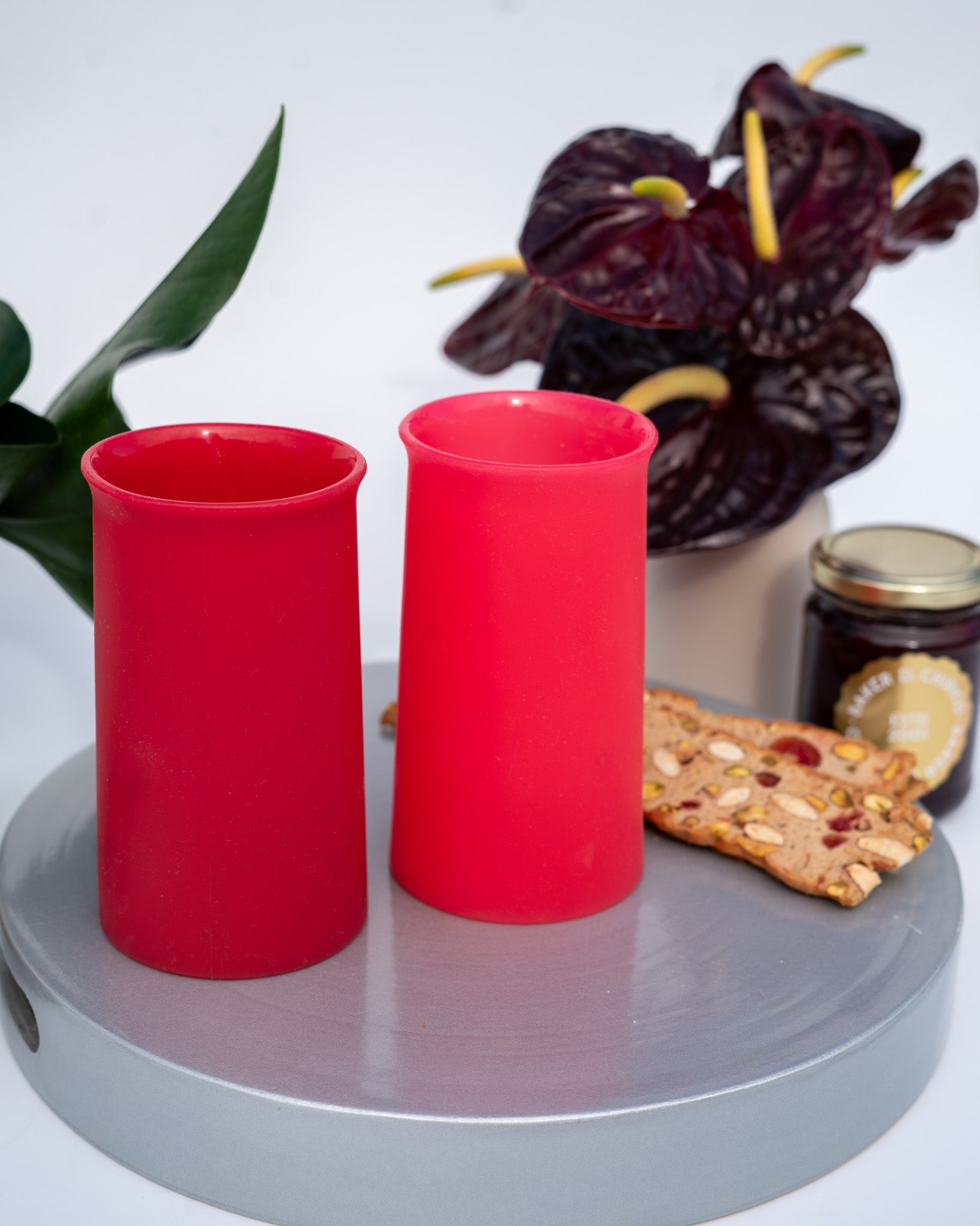 holiday cranberry | stegg | silicone unbreakable highball glasses - porter green | style + sustainability