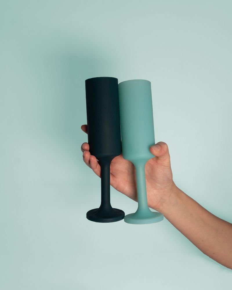 mist + ink | seff | silicone unbreakable champagne flute - porter green | style + sustainability