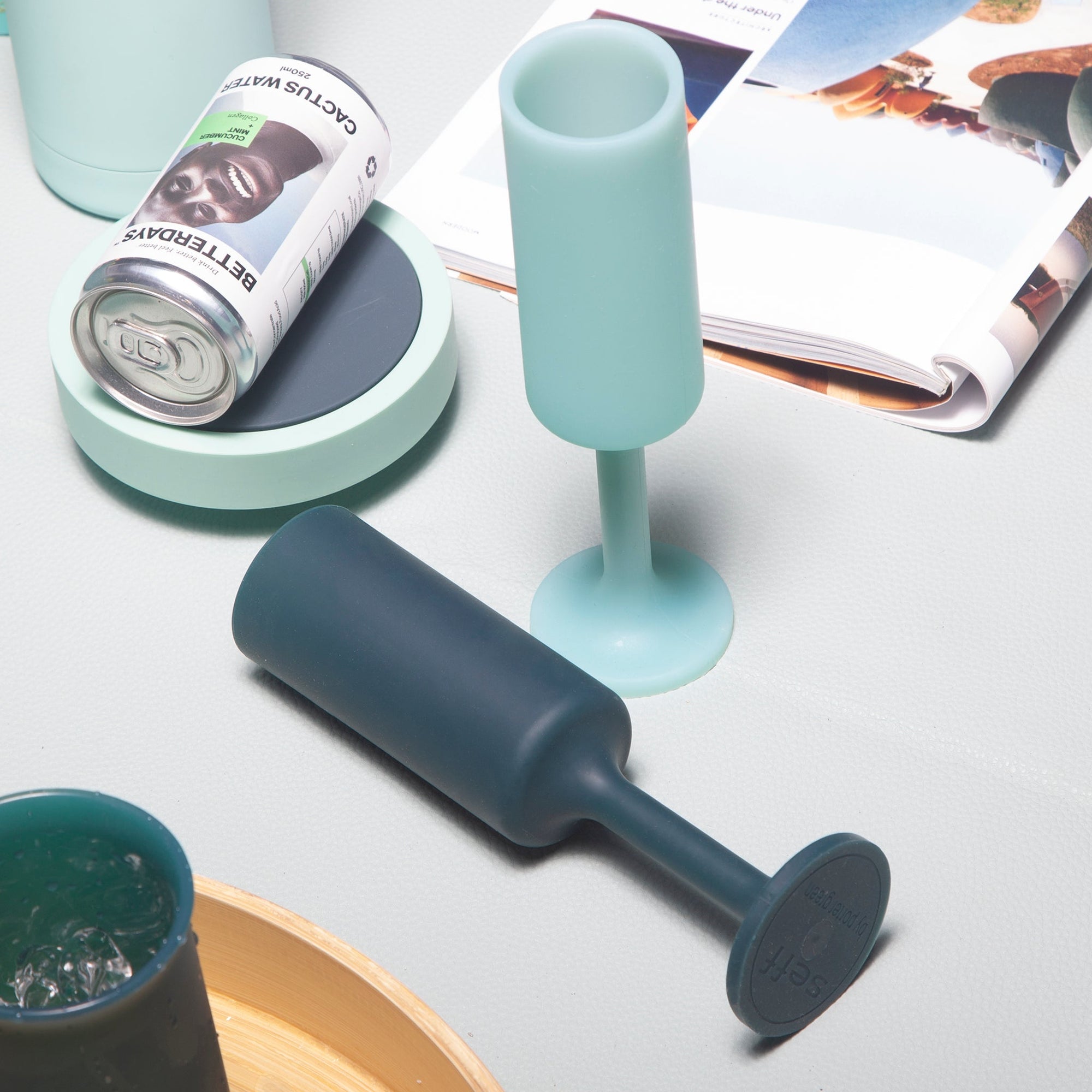 mist + ink | seff | silicone unbreakable champagne flute - porter green | style + sustainability
