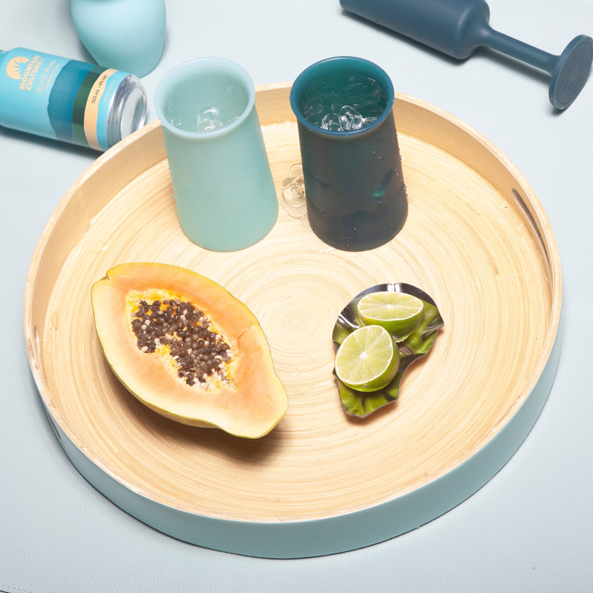 mist + ink | stegg | silicone unbreakable highball glasses - porter green | style + sustainability