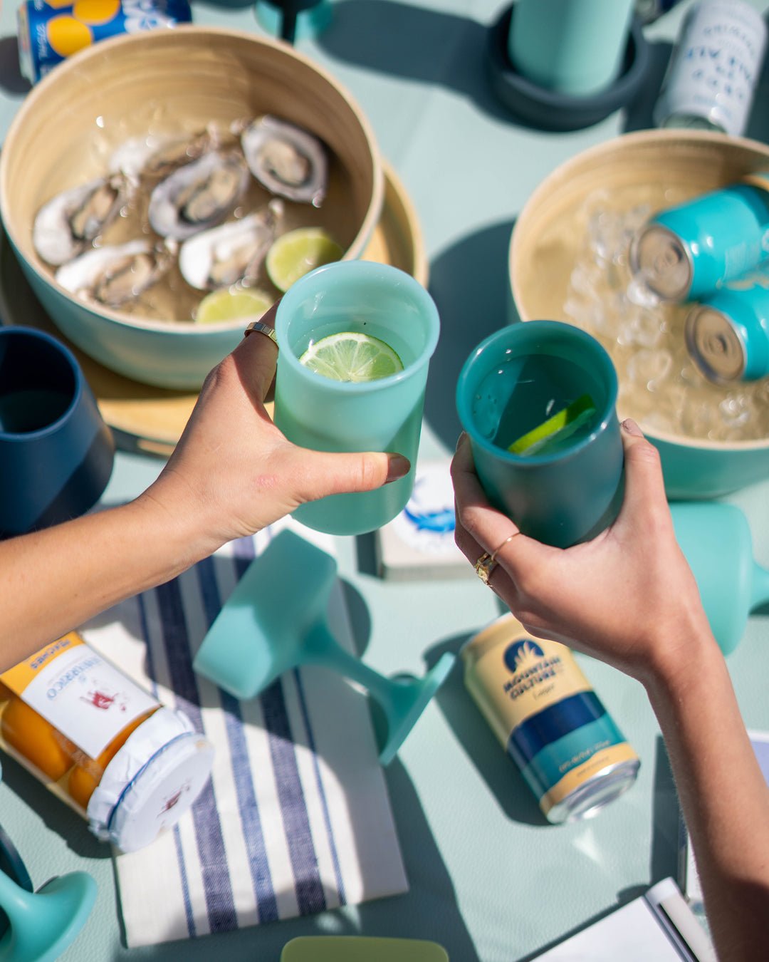 mist + ink | stegg | silicone unbreakable highball glasses - porter green | style + sustainability