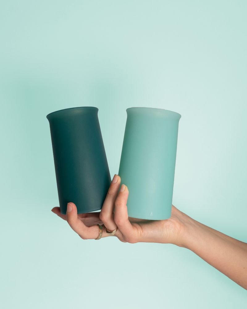 mist + ink | stegg | silicone unbreakable highball glasses - porter green | style + sustainability