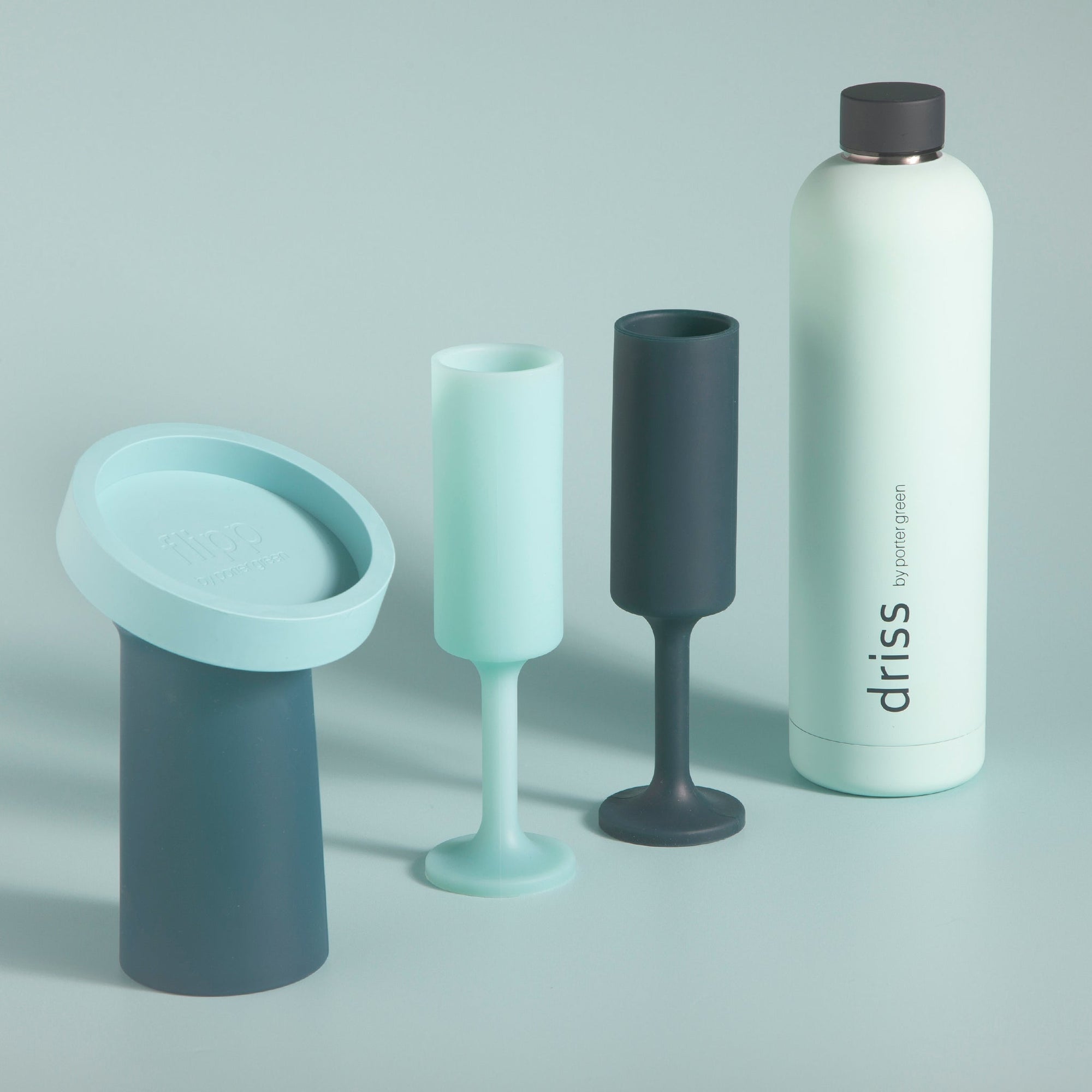mist + ink | stegg | silicone unbreakable highball glasses - porter green | style + sustainability