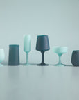 mist + ink | stemm | silicone unbreakable wine glasses - porter green | style + sustainability