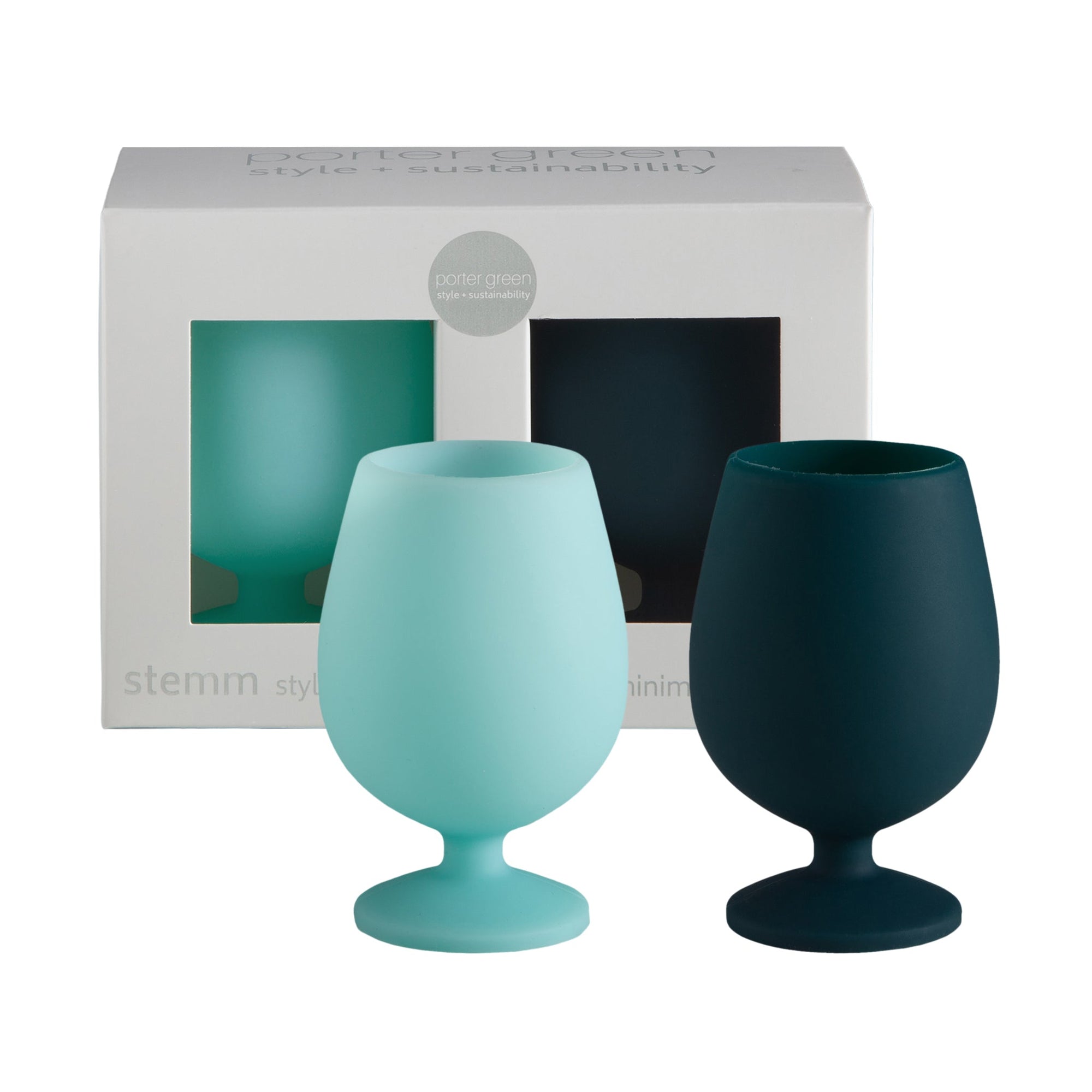 mist + ink | stemm | silicone unbreakable wine glasses - porter green | style + sustainability