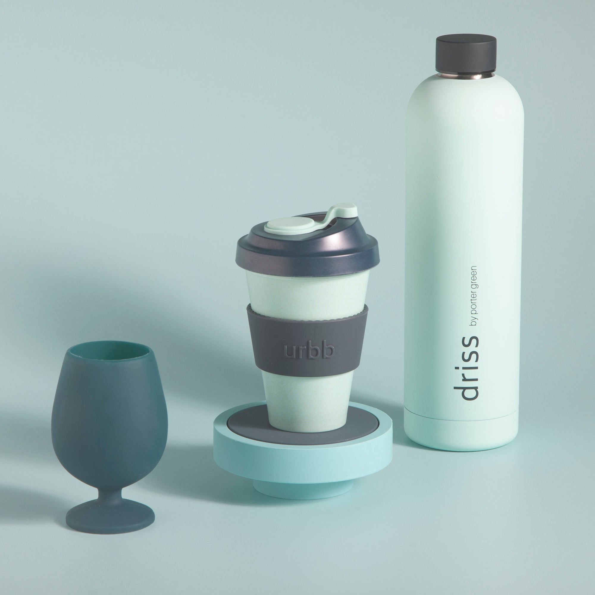 mist + ink | stemm | silicone unbreakable wine glasses - porter green | style + sustainability