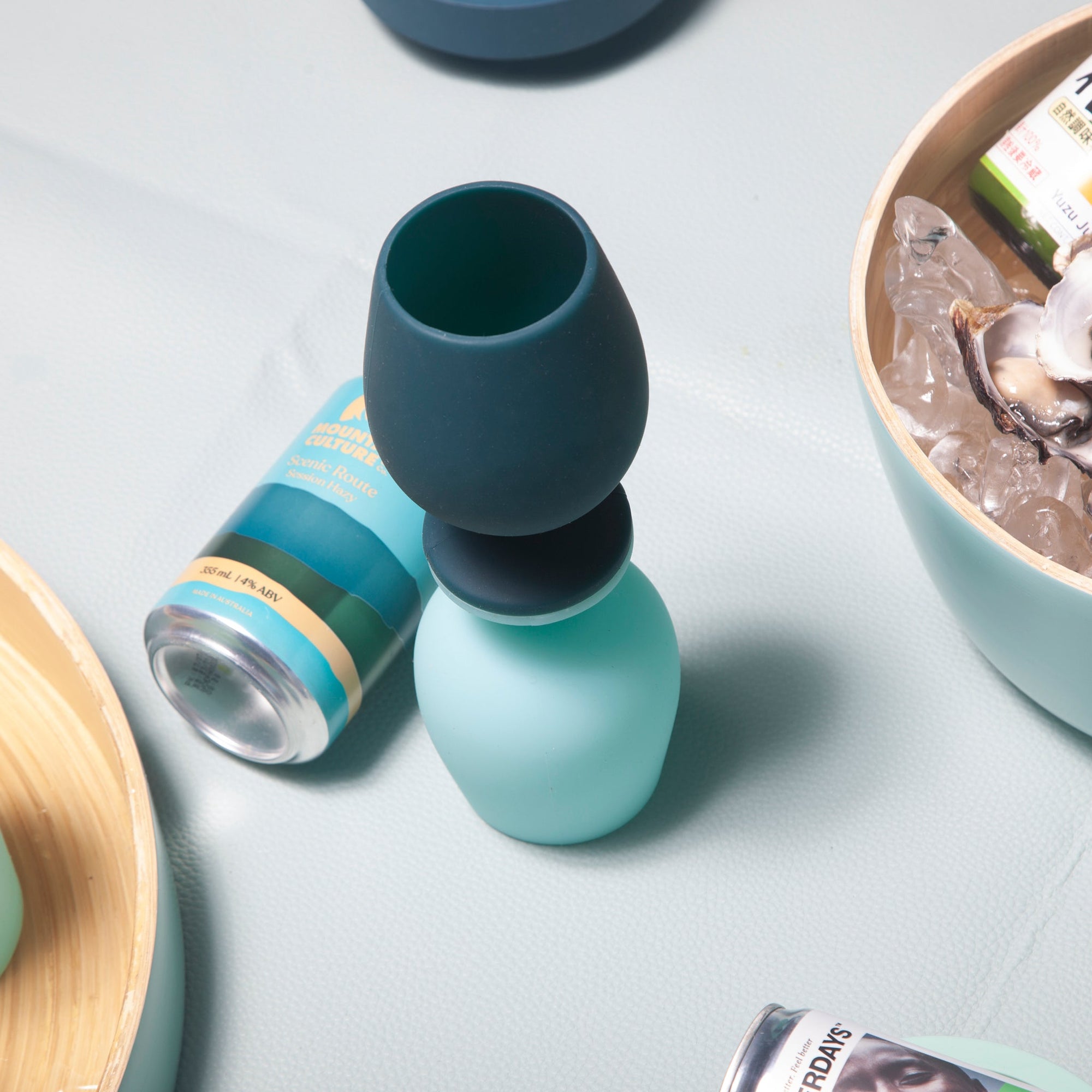 mist + ink | stemm | silicone unbreakable wine glasses - porter green | style + sustainability