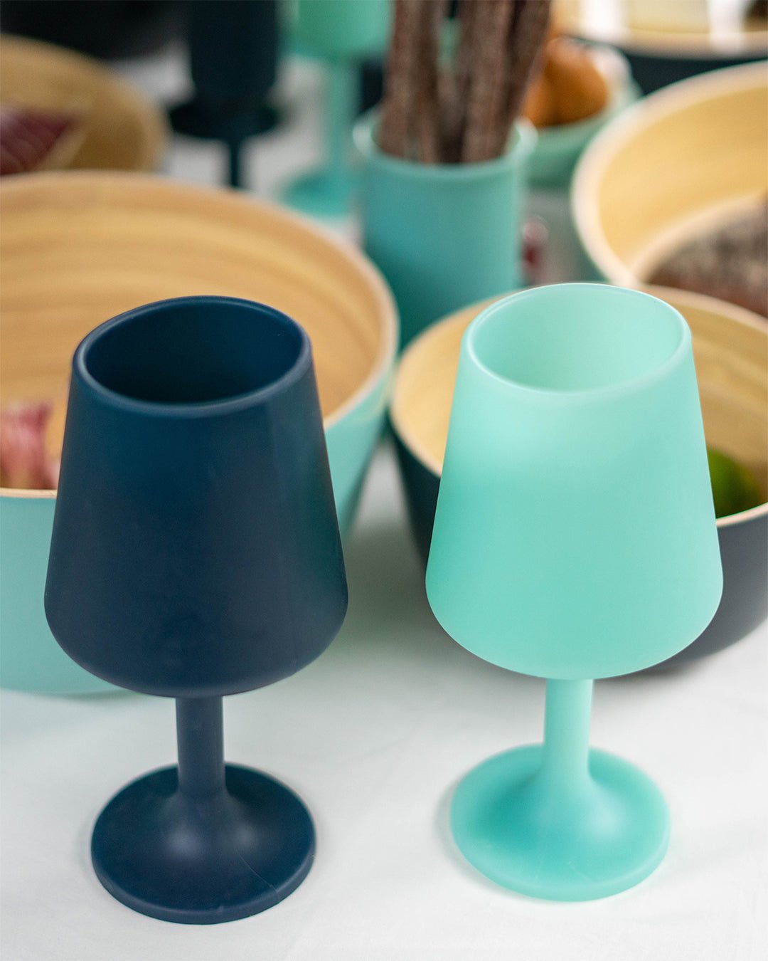 mist + ink | swepp | silicone unbreakable wine glasses - porter green | style + sustainability