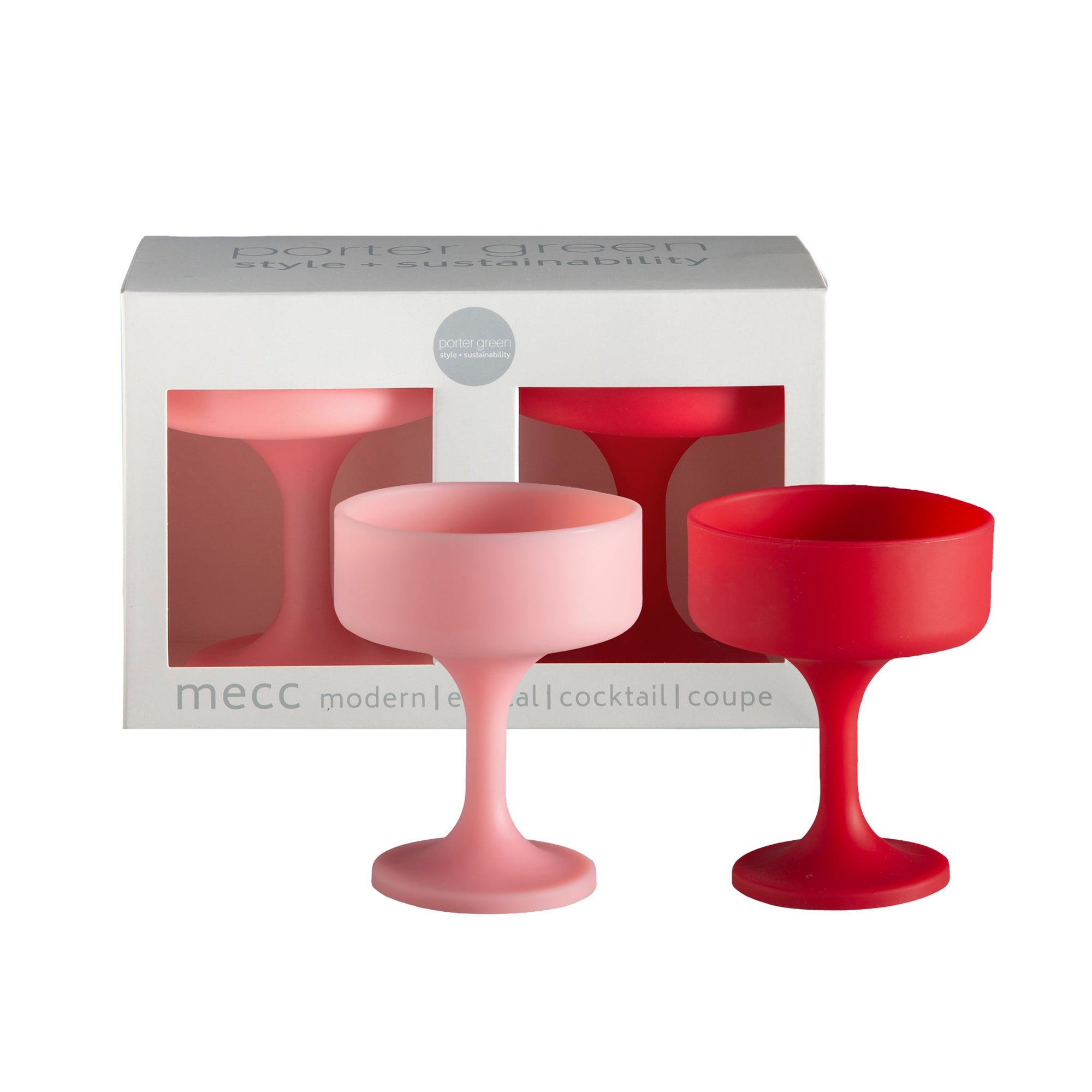 cherry + blush | mecc | unbreakable silicone cocktail coupes | porter green, coupe cocktail glass, coupe glass, coloured cocktail glasses, unbreakable cocktail glasses, cocktail glasses australia