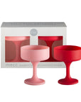 cherry + blush | mecc | unbreakable silicone cocktail coupes | porter green, coupe cocktail glass, coupe glass, coloured cocktail glasses, unbreakable cocktail glasses, cocktail glasses australia