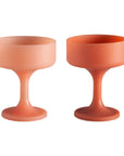 terra + peach | mecc | unbreakable silicone cocktail coupes | porter green, coupe cocktail glass, coupe glass, coloured cocktail glasses, unbreakable cocktail glasses, cocktail glasses australia