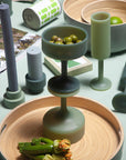 sage + olive | mecc | silicone unbreakable cocktail glasses - porter green | style + sustainability
