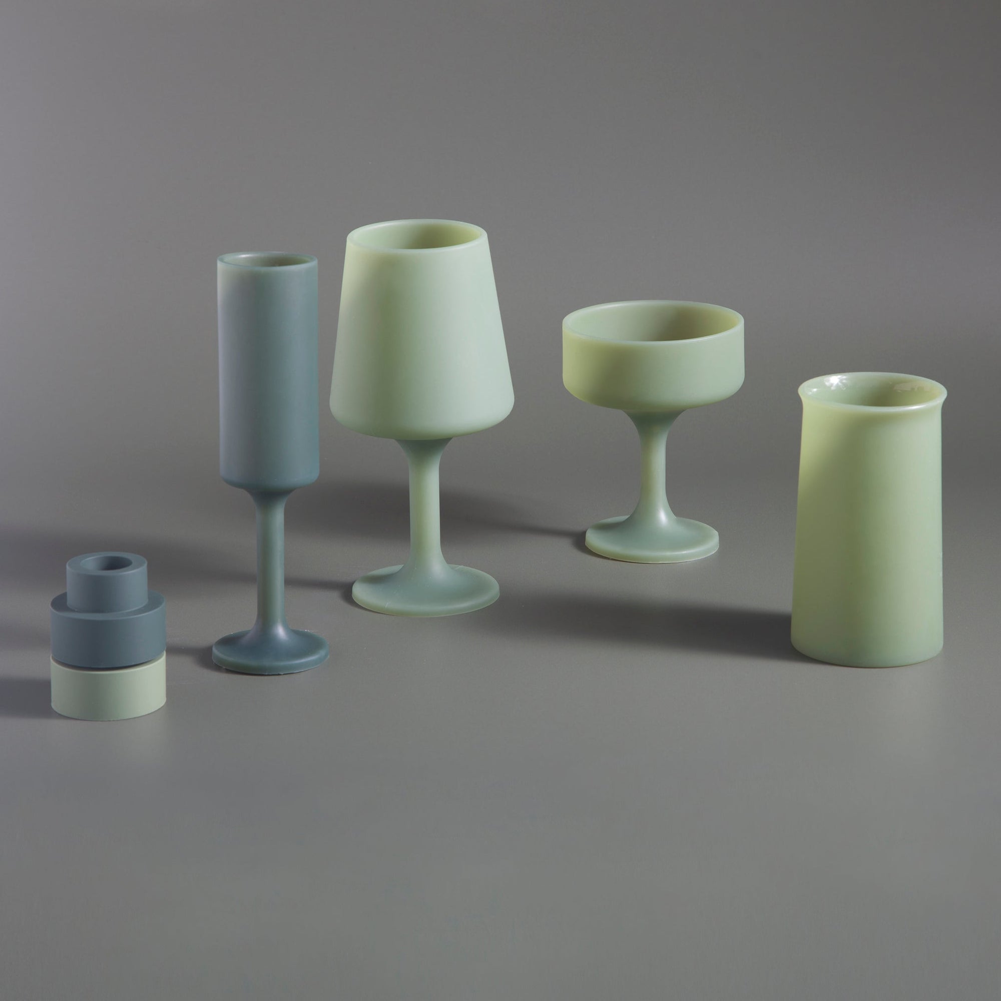 sage + olive | mecc | silicone unbreakable cocktail glasses - porter green | style + sustainability