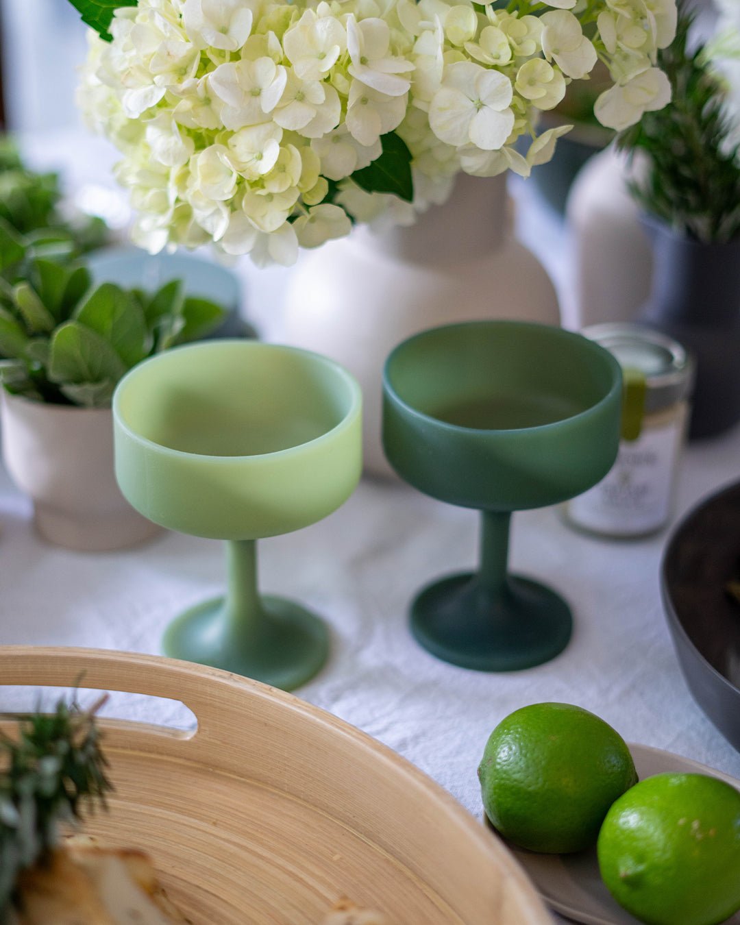 sage + olive | mecc | silicone unbreakable cocktail glasses - porter green | style + sustainability
