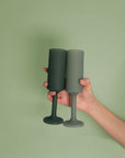sage + olive | seff | silicone unbreakable champagne flute - porter green | style + sustainability