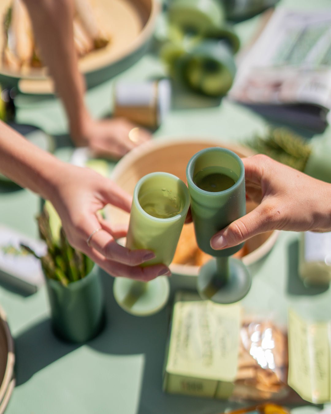 sage + olive | seff | silicone unbreakable champagne flute - porter green | style + sustainability