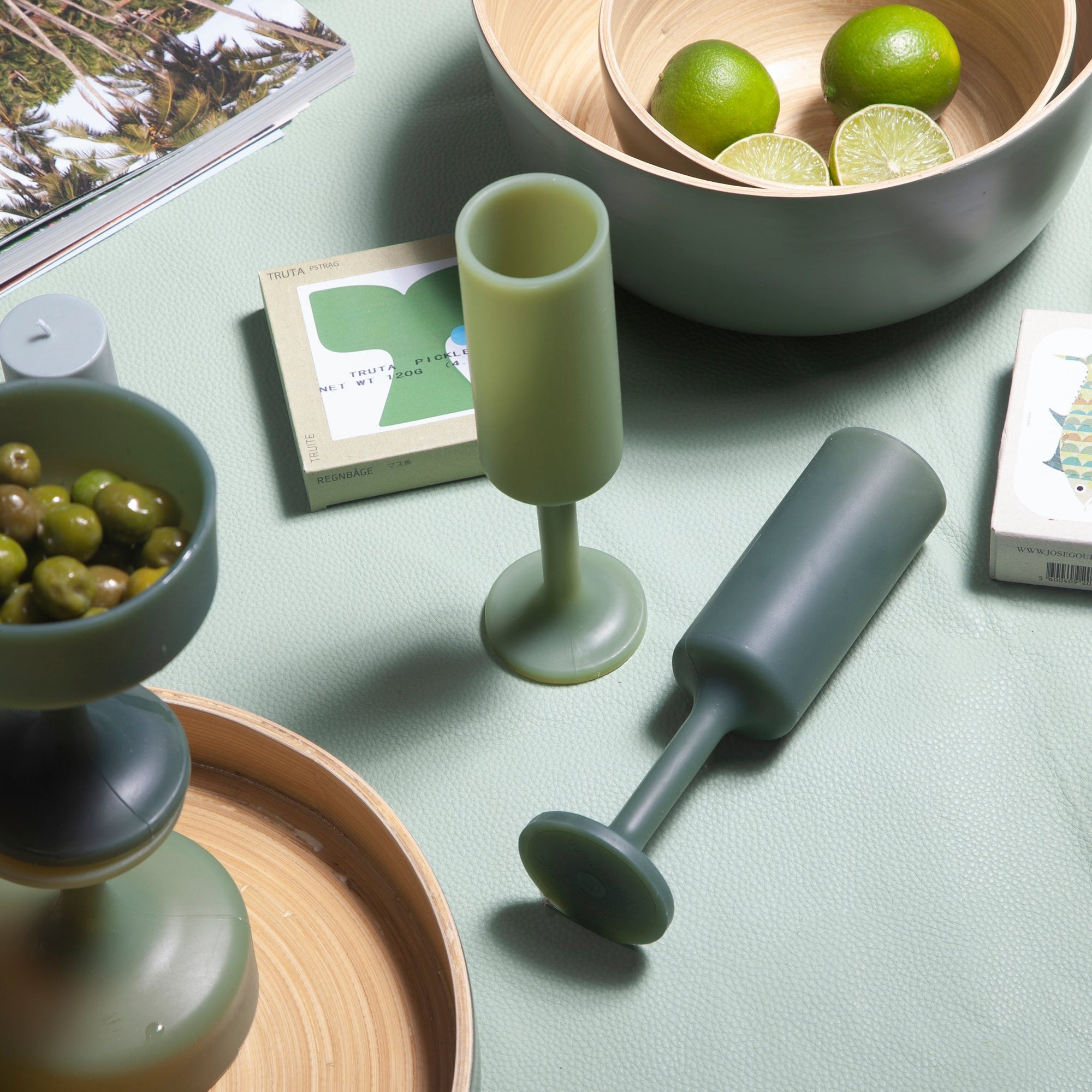 sage + olive | seff | silicone unbreakable champagne flute - porter green | style + sustainability