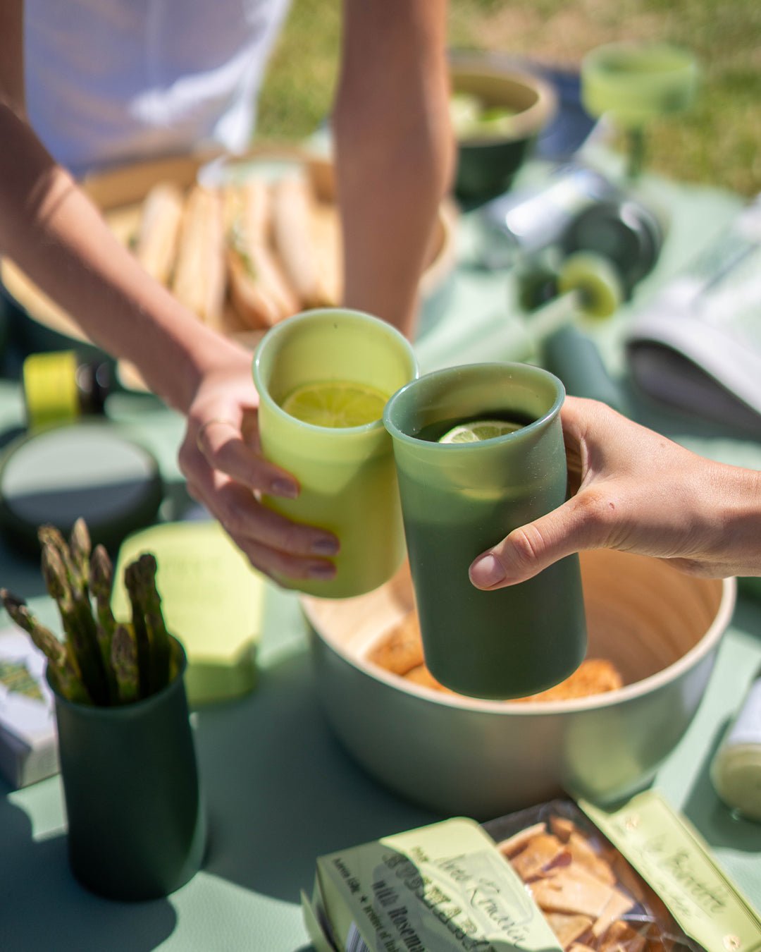 sage + olive | stegg | silicone unbreakable highball glasses - porter green | style + sustainability