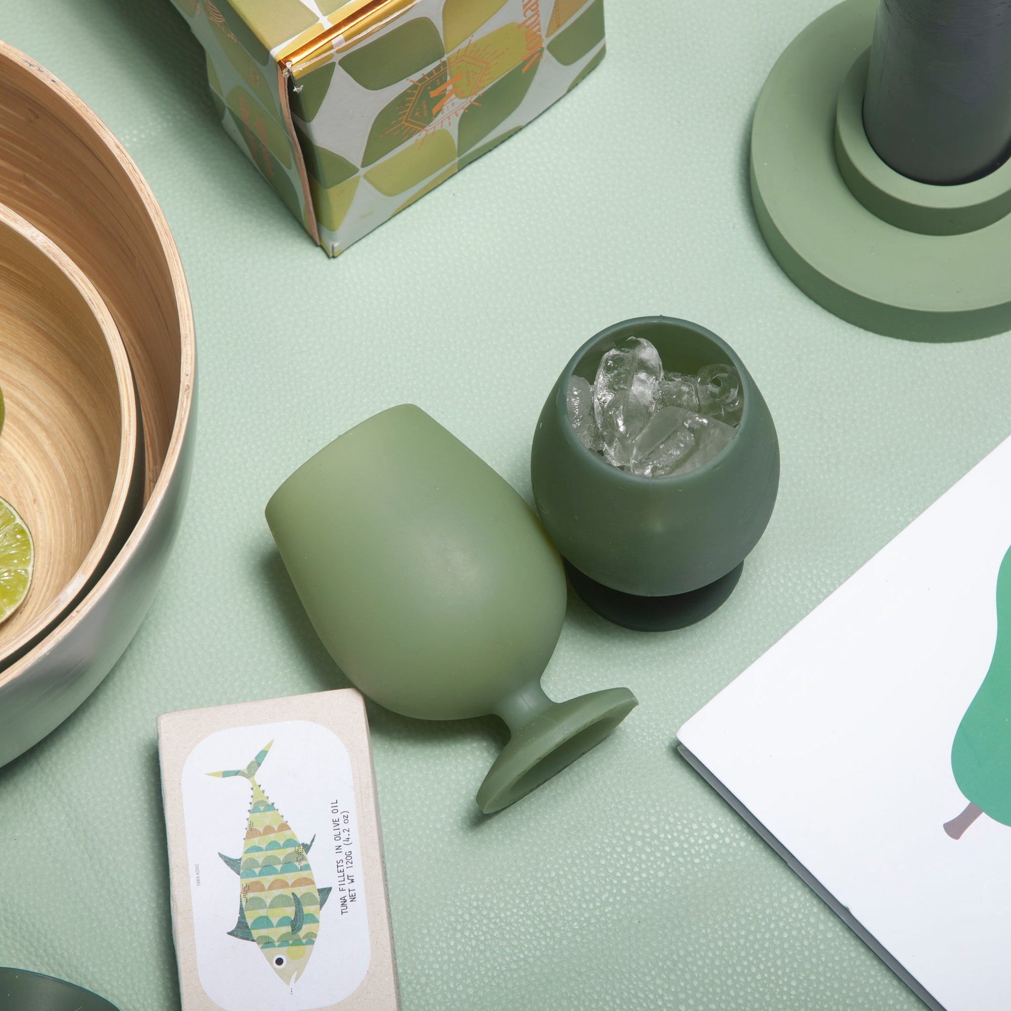 sage + olive | stemm | silicone unbreakable wine glasses - porter green | style + sustainability