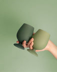 sage + olive | stemm | silicone unbreakable wine glasses - porter green | style + sustainability