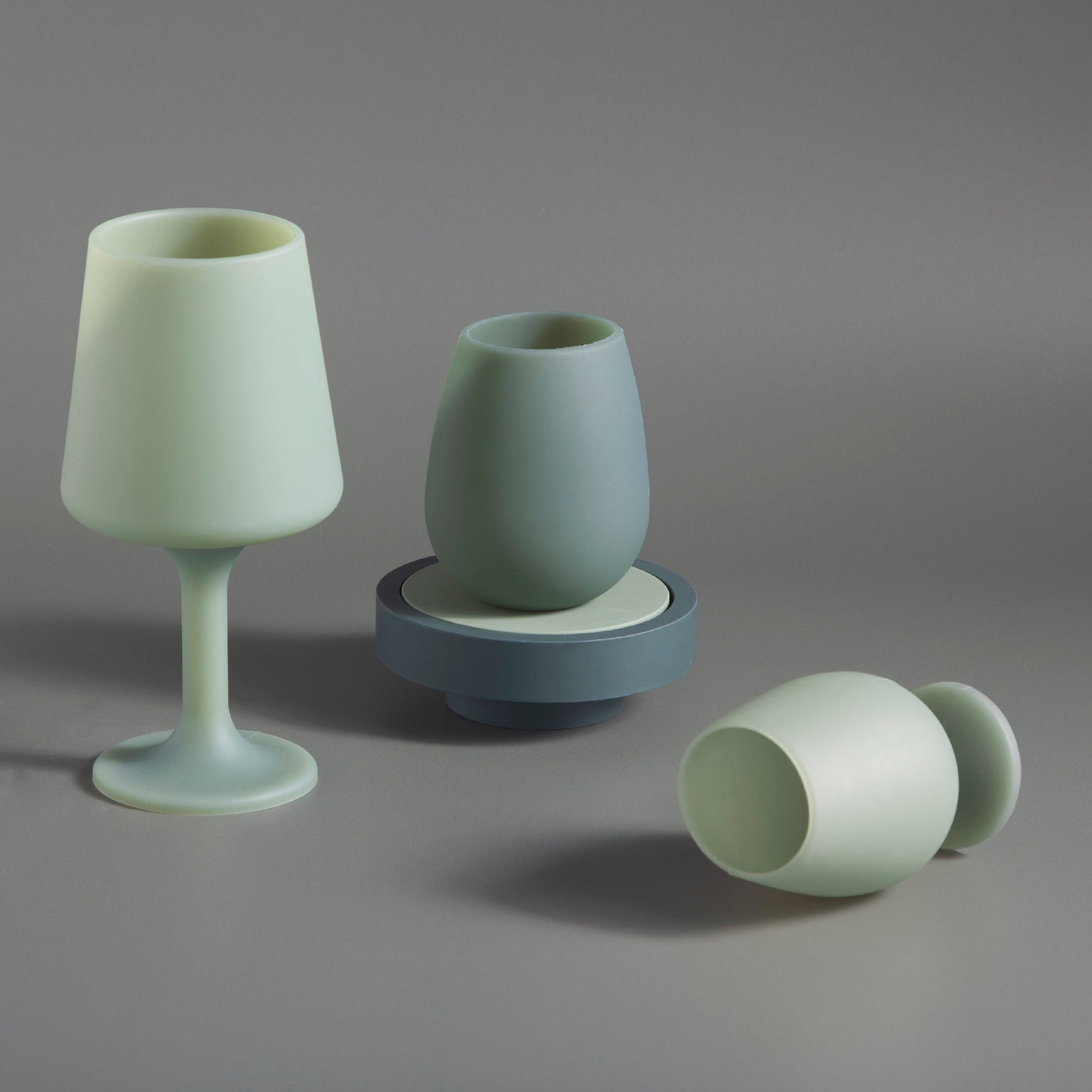 sage + olive | stemm | silicone unbreakable wine glasses - porter green | style + sustainability