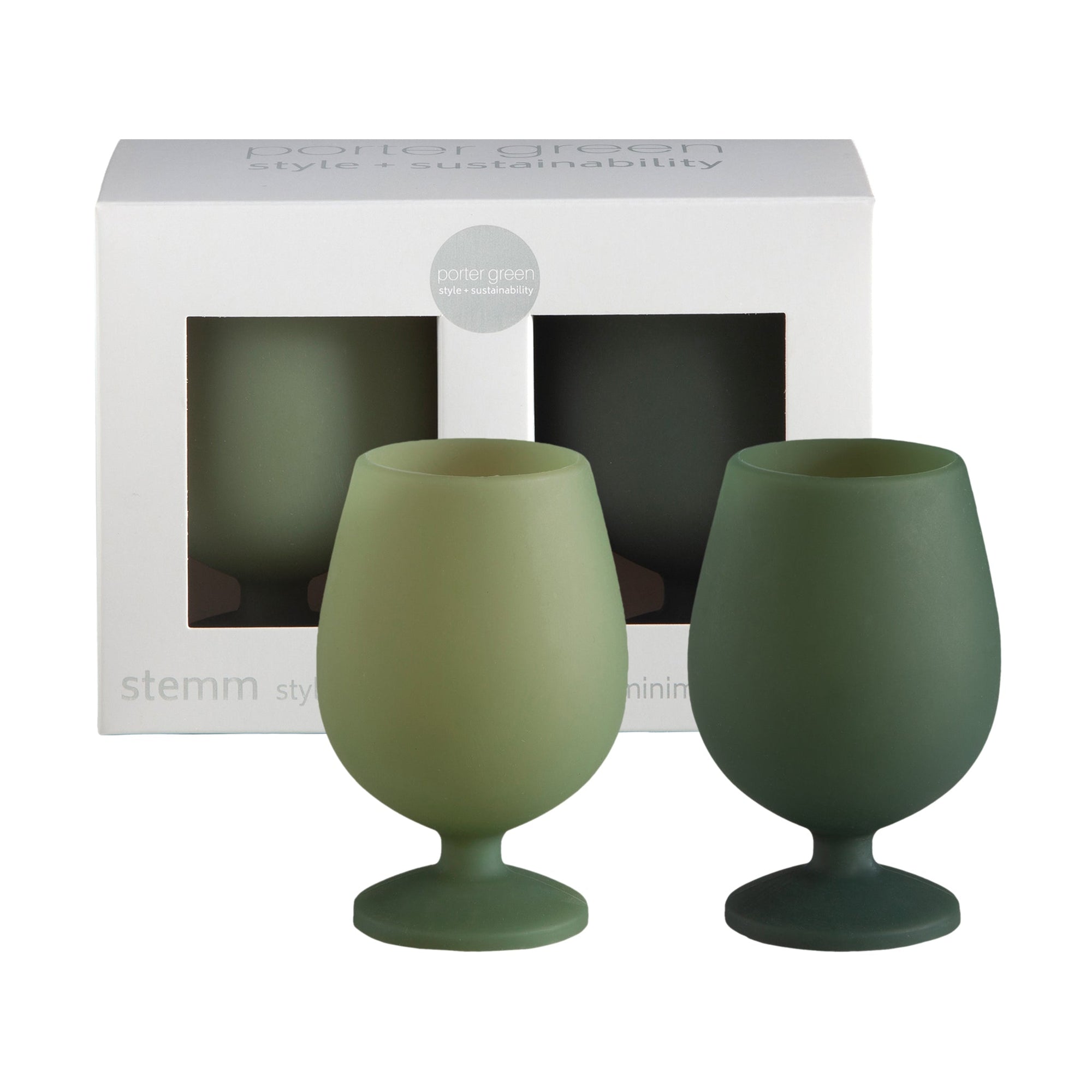 sage + olive | stemm | silicone unbreakable wine glasses - porter green | style + sustainability