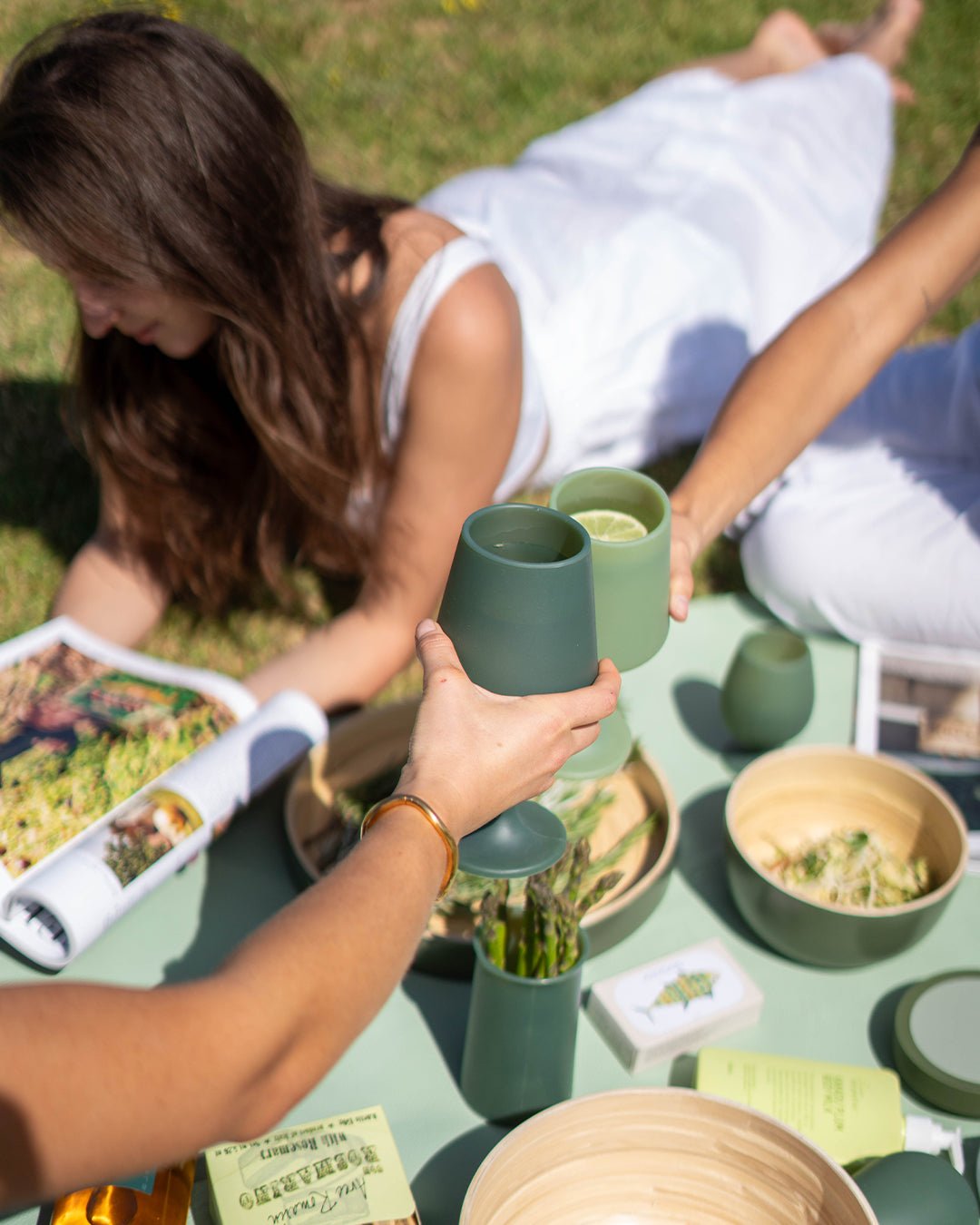 sage + olive | swepp | silicone unbreakable wine glasses - porter green | style + sustainability