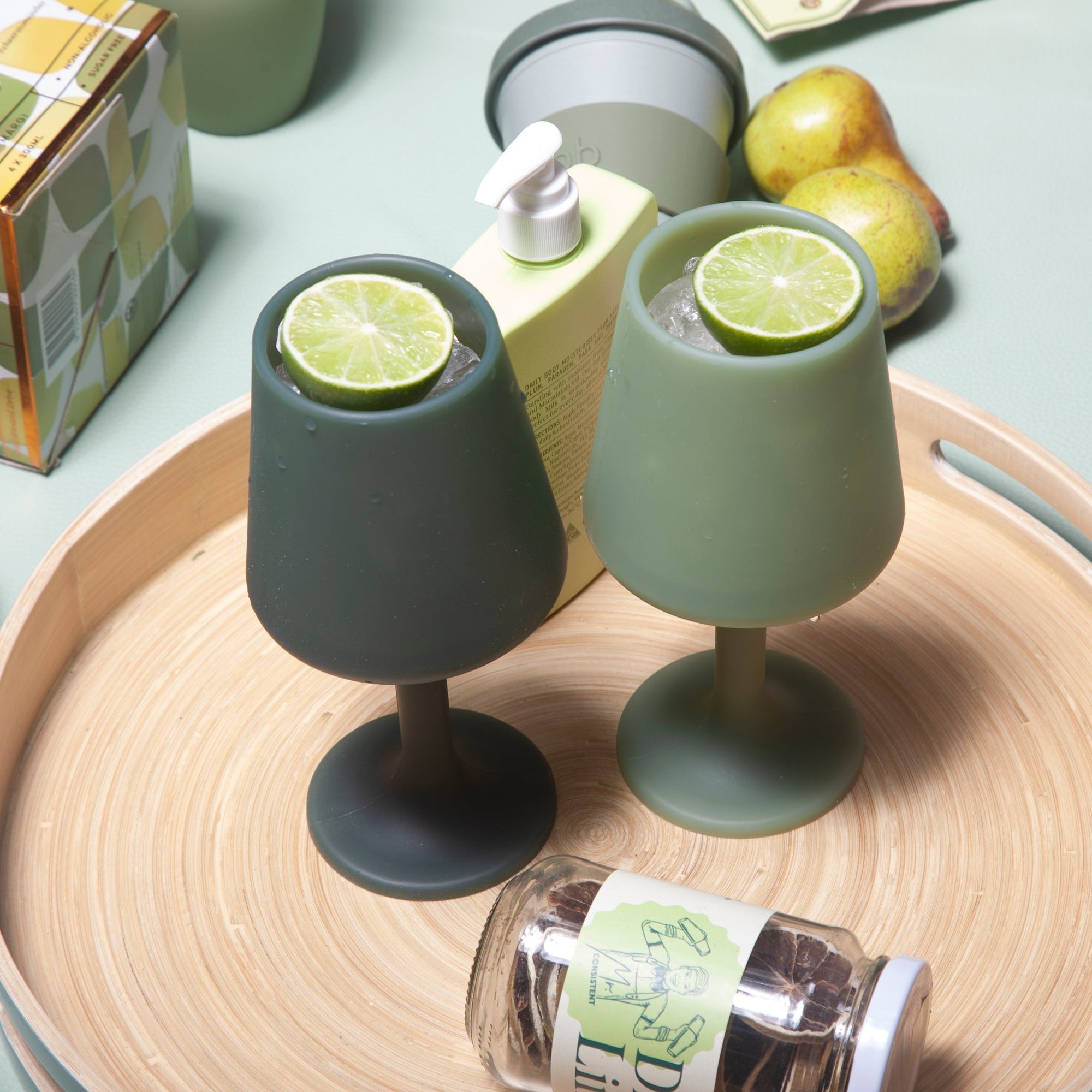 sage + olive | swepp | silicone unbreakable wine glasses - porter green | style + sustainability