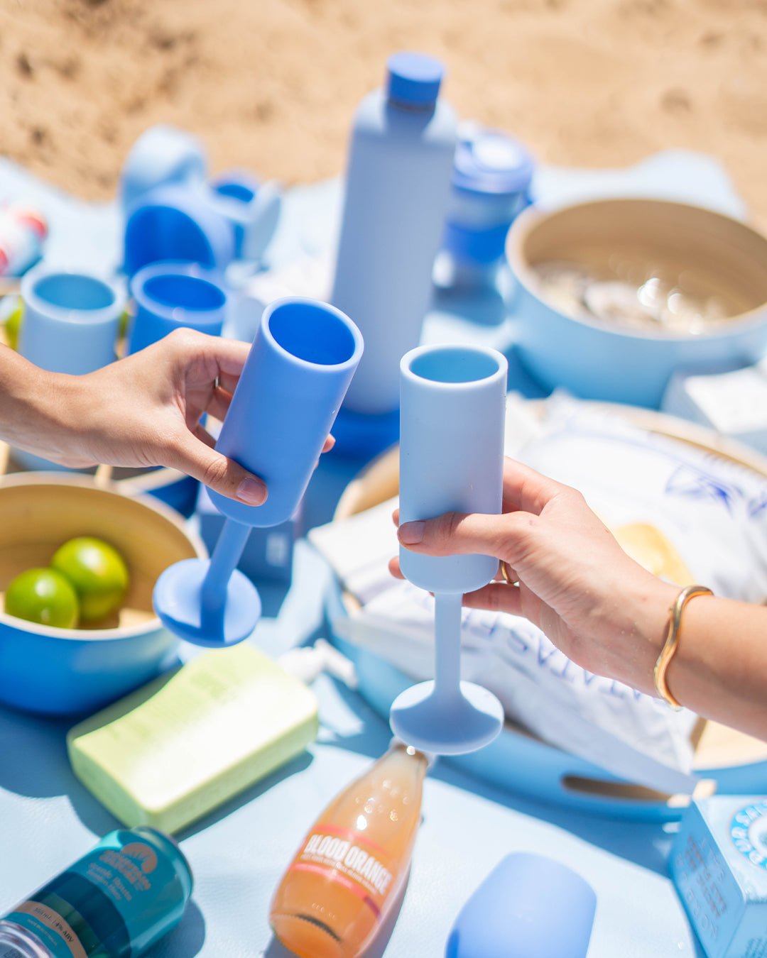 sky + kingfisher | seff | silicone unbreakable champagne flute - porter green | style + sustainability