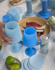 sky + kingfisher | swepp | silicone unbreakable wine glasses - porter green | style + sustainability