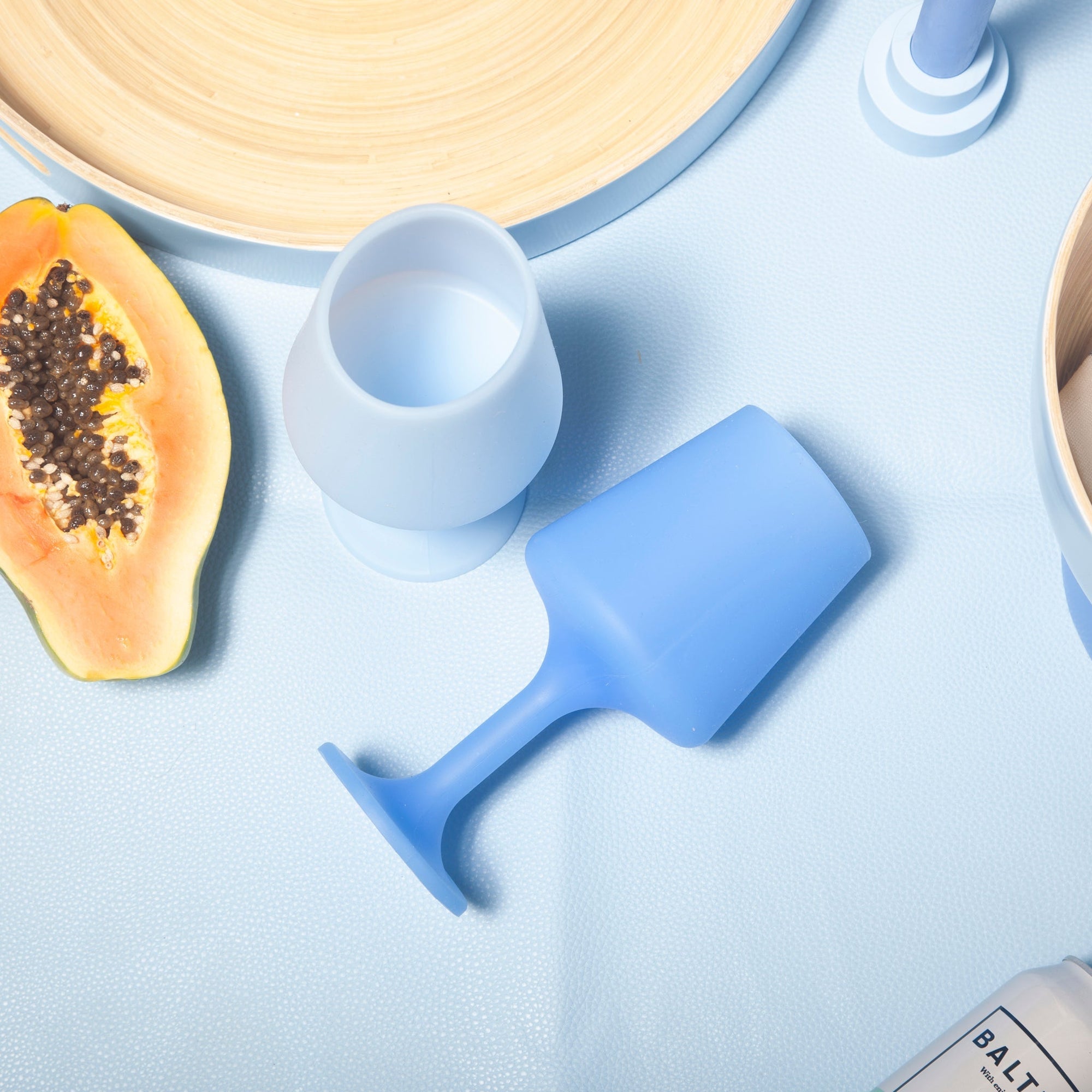 sky + kingfisher | swepp | silicone unbreakable wine glasses - porter green | style + sustainability