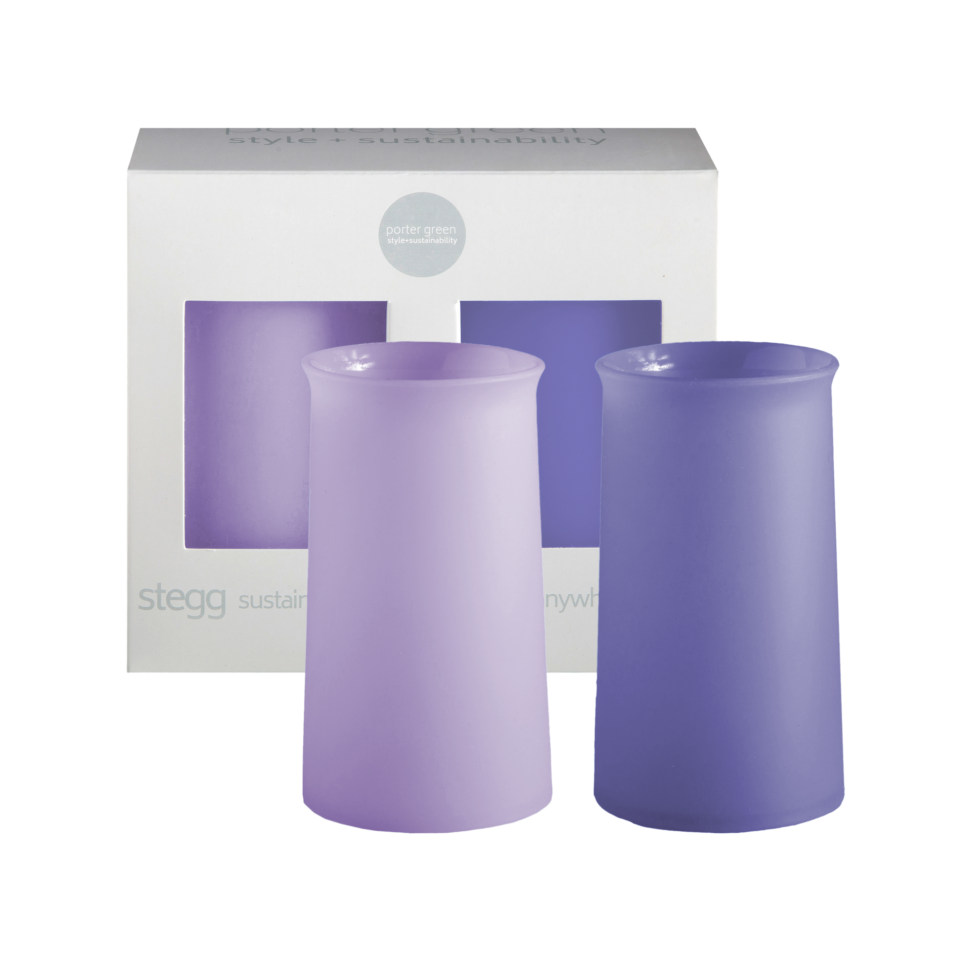 tanzanite + amethyst | stegg |  silicone unbreakable highball glasses