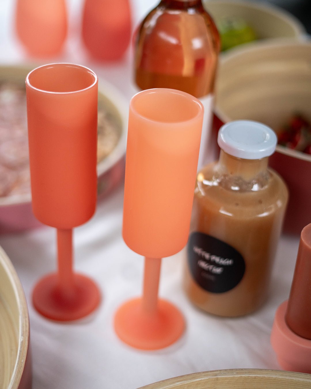 terra + peach | seff | silicone unbreakable champagne flute - porter green | style + sustainability