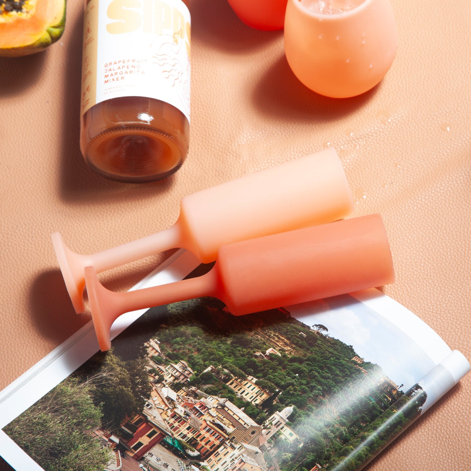 terra + peach | seff | silicone unbreakable champagne flute - porter green | style + sustainability