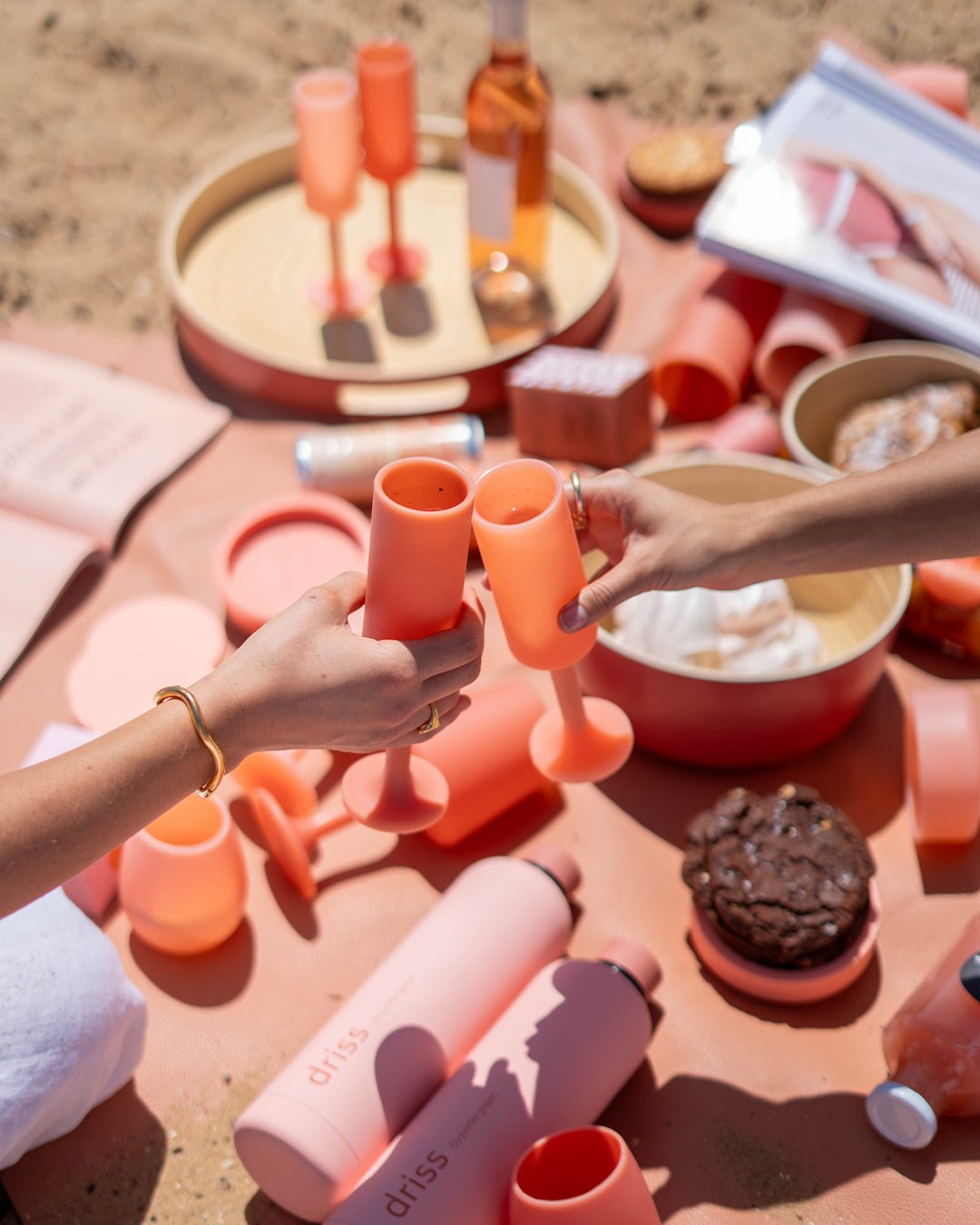 terra + peach | seff | silicone unbreakable champagne flute - porter green | style + sustainability