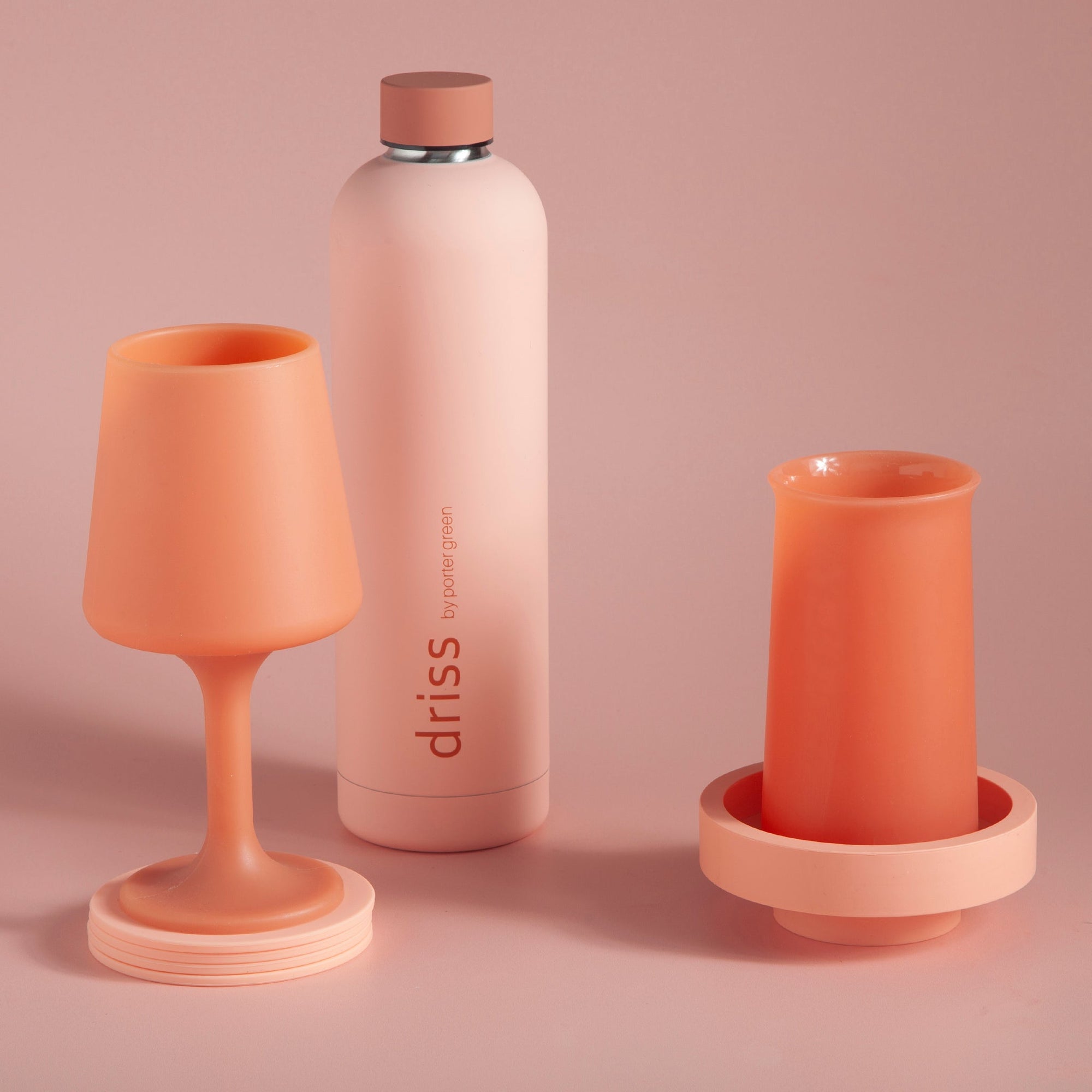 terra + peach | stegg | silicone unbreakable highball glasses - porter green | style + sustainability
