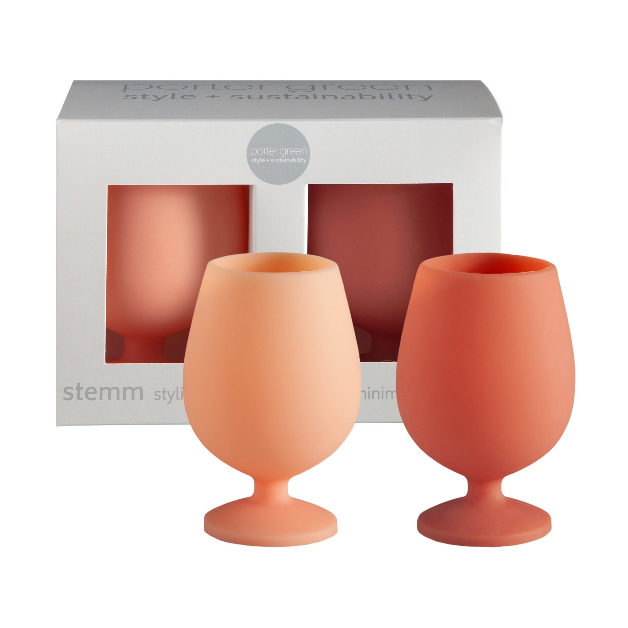 terra + peach | stemm | silicone unbreakable wine glasses - porter green | style + sustainability