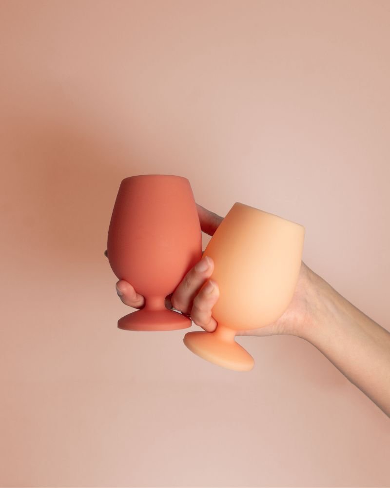 terra + peach | stemm | silicone unbreakable wine glasses - porter green | style + sustainability