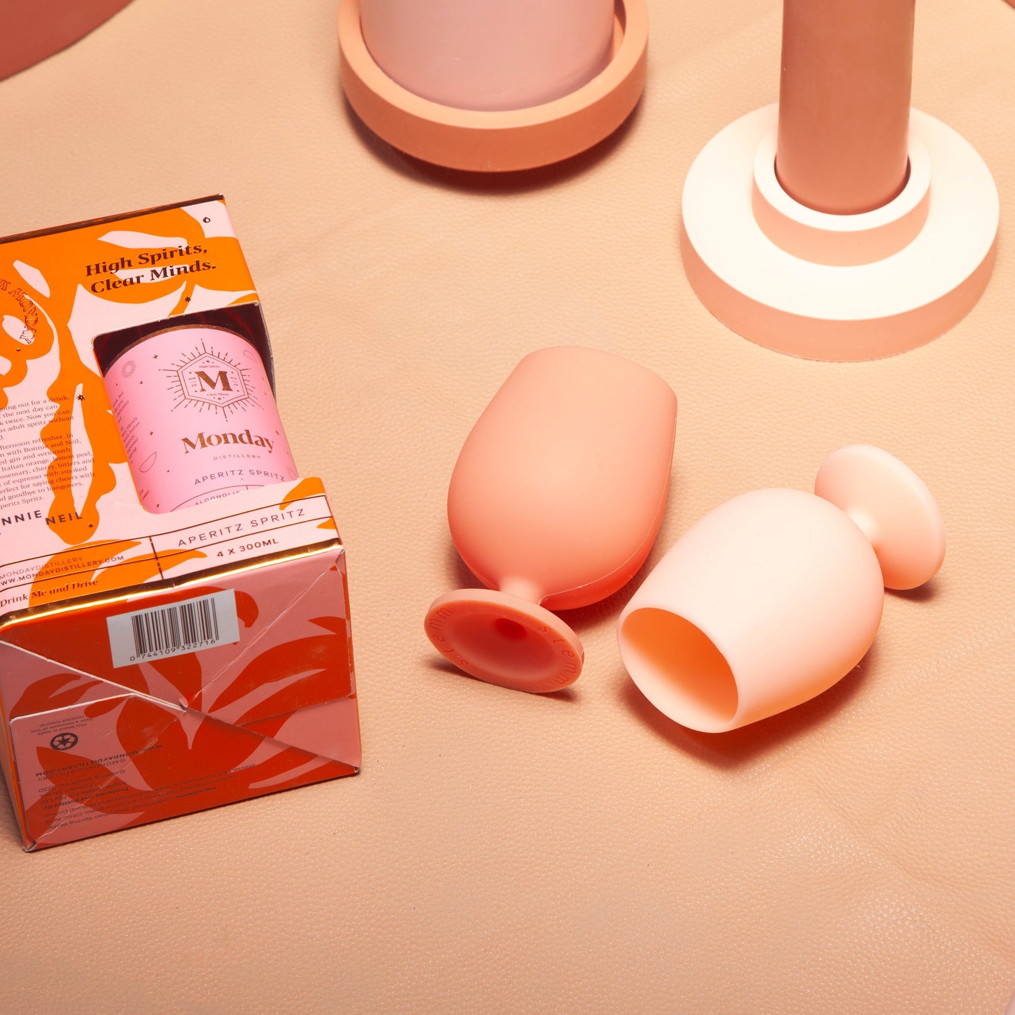 terra + peach | stemm | silicone unbreakable wine glasses - porter green | style + sustainability