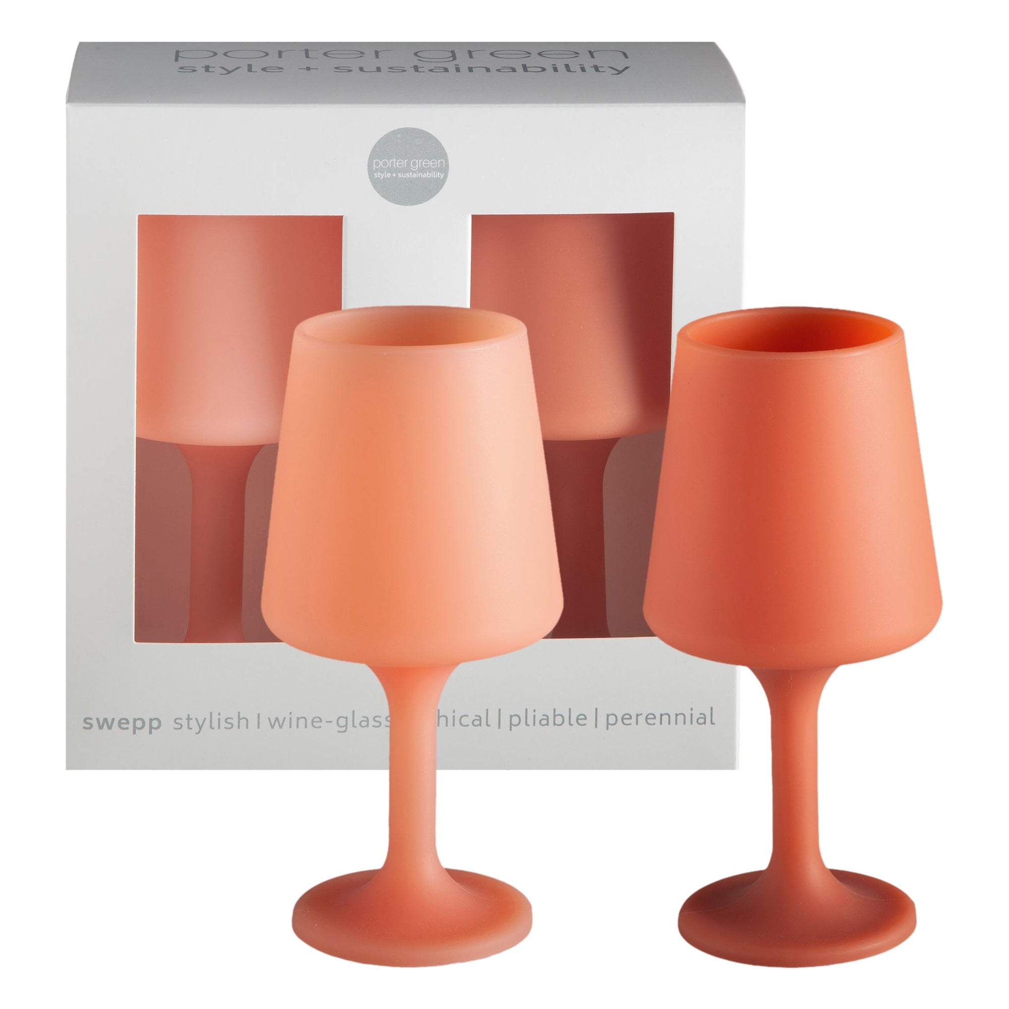 terra + peach | swepp | silicone unbreakable wine glasses - porter green | style + sustainability