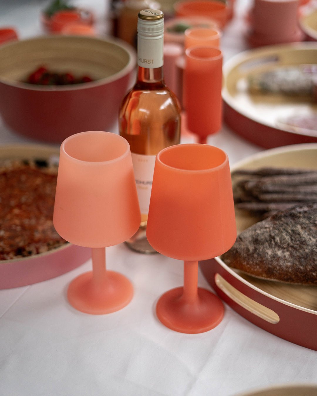 terra + peach | swepp | silicone unbreakable wine glasses - porter green | style + sustainability