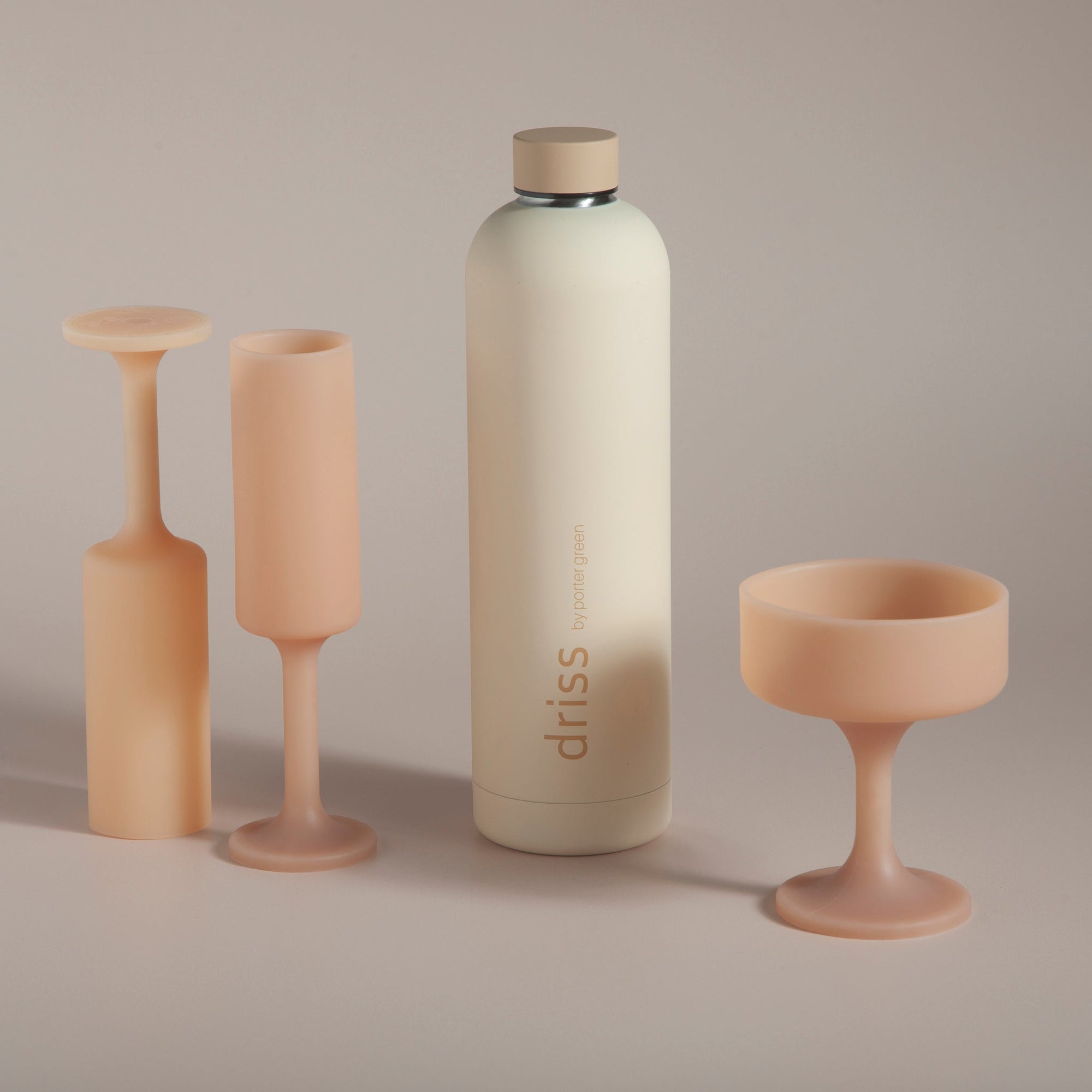 wheat + oat | seff | silicone unbreakable champagne flute - porter green | style + sustainability