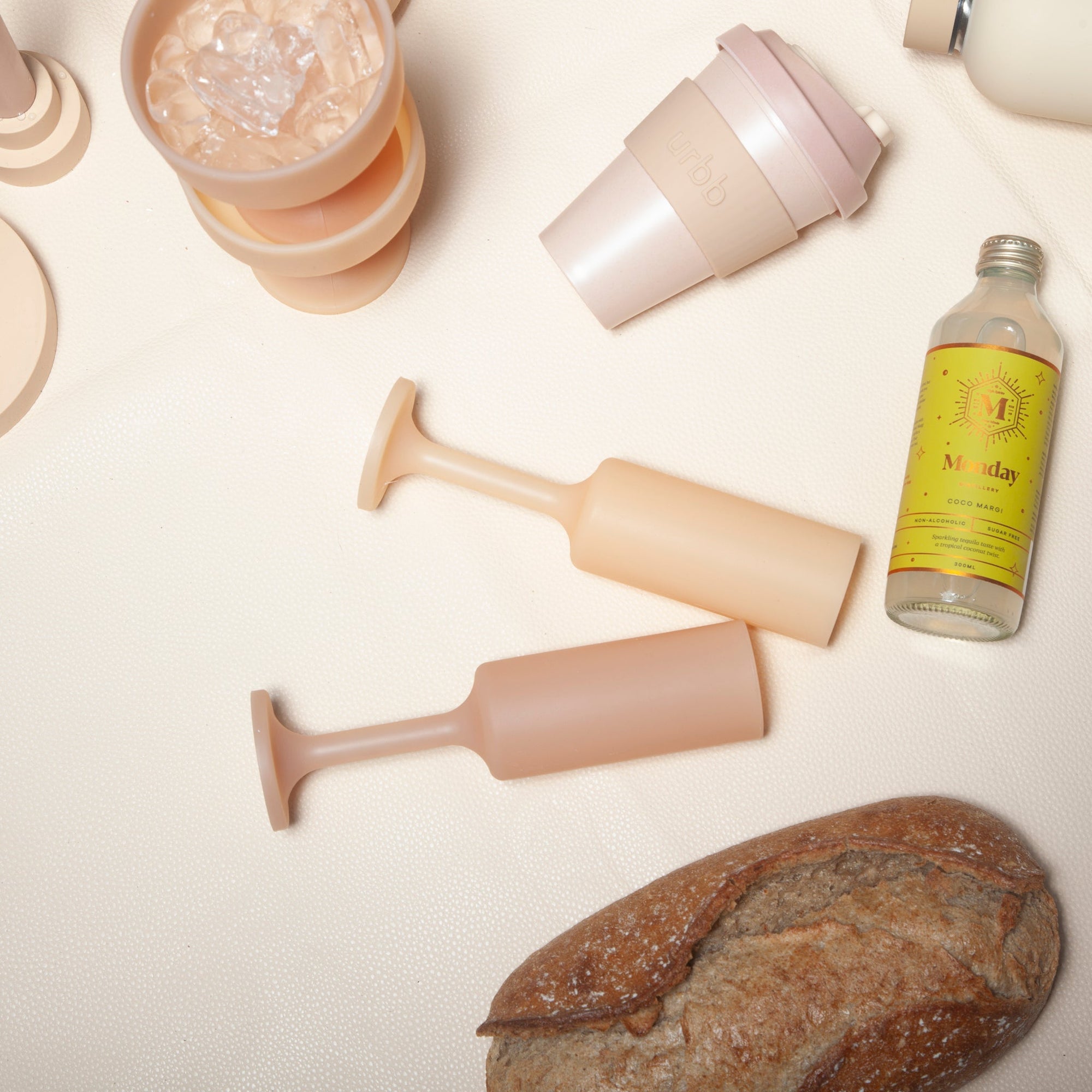 wheat + oat | seff | silicone unbreakable champagne flute - porter green | style + sustainability