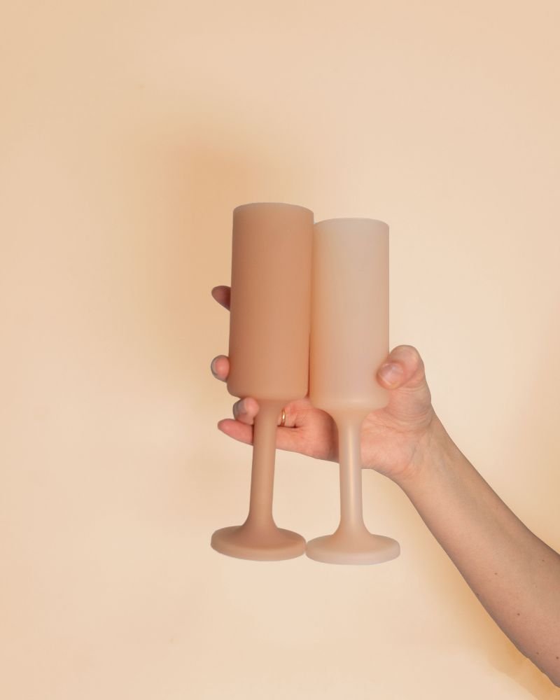 wheat + oat | seff | silicone unbreakable champagne flute - porter green | style + sustainability